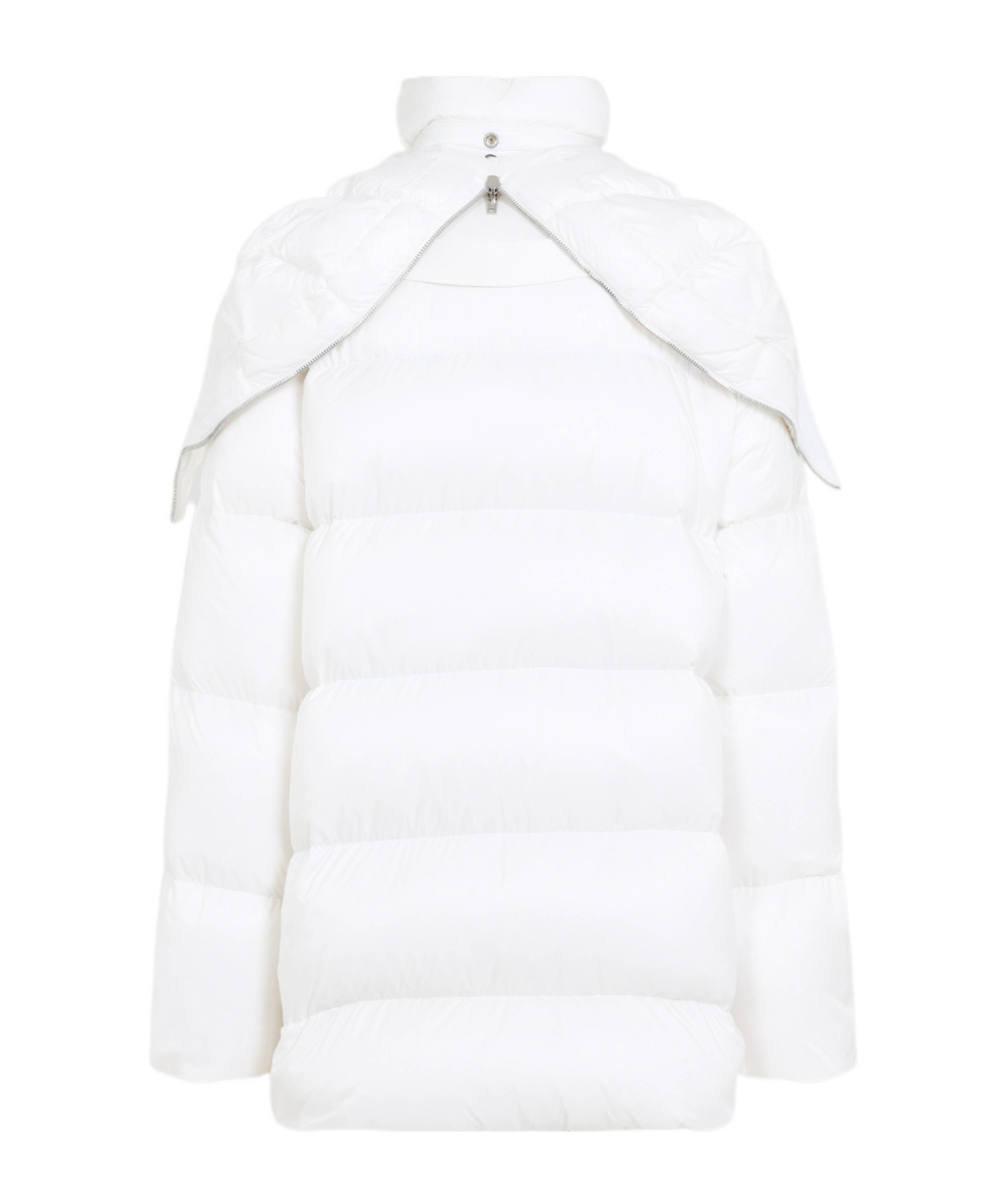Moncler X Rick Owens Puffy Feather Down Jacket With High Collar In White