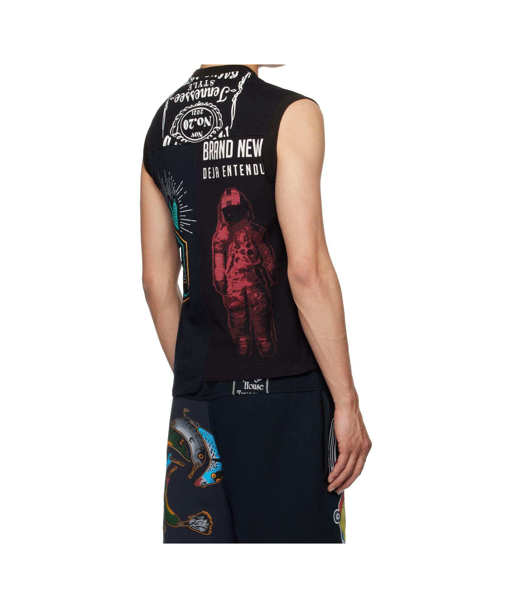 Marine Serre Black Regenerated Graphic T-shirts Tank Top In Black