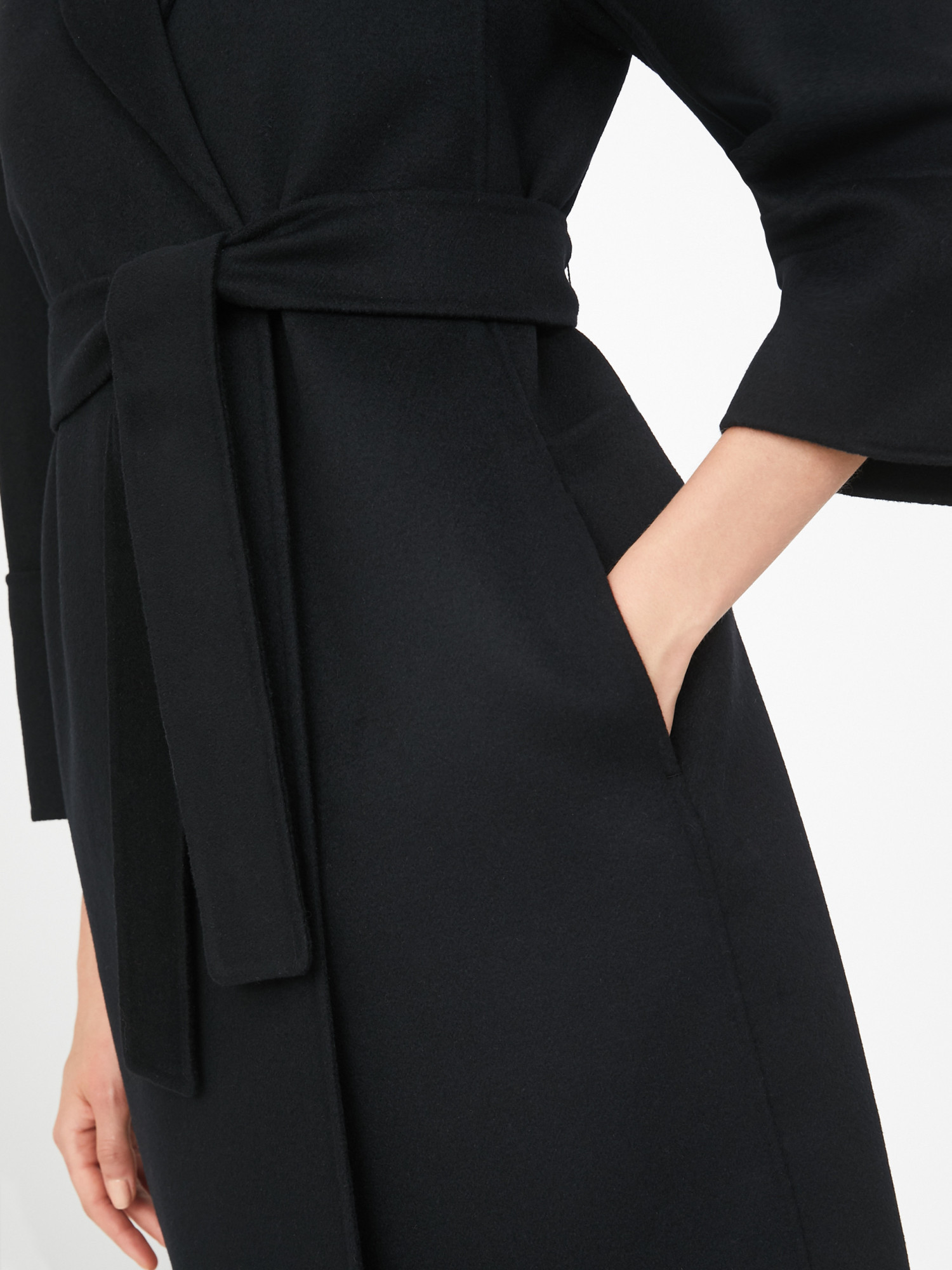 Max Mara Black Arona Double-faced Short Wool Coat In Green