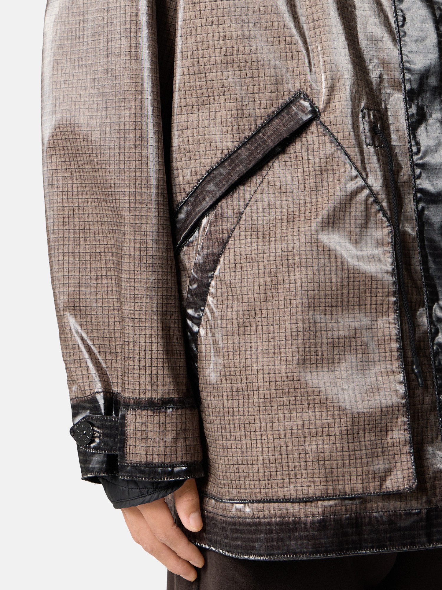 Stone Island Hooded Parka With Prismatic Effect And Padded Lining In Gray