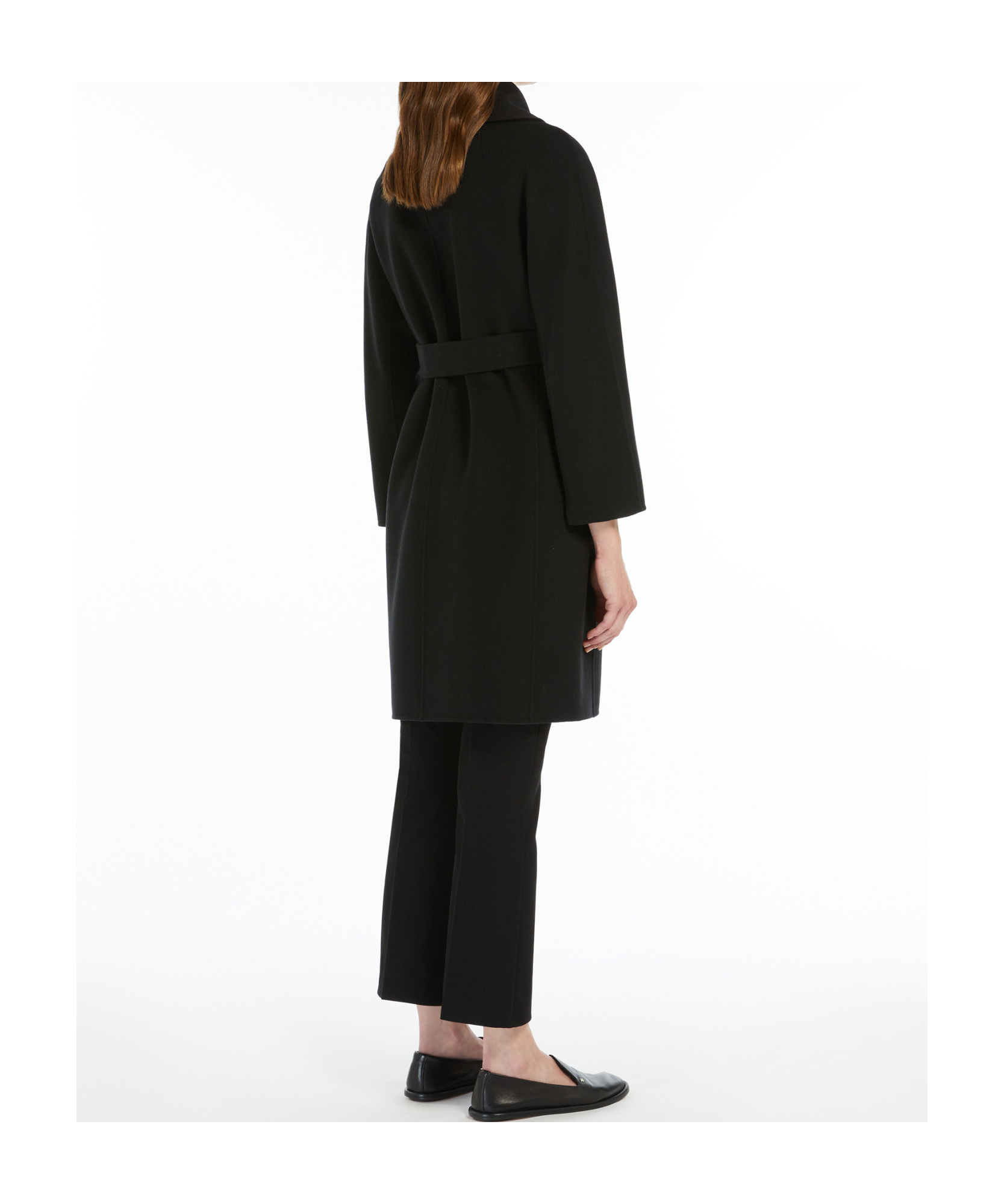 Max Mara Double-faced Wool Robe Coat In Black