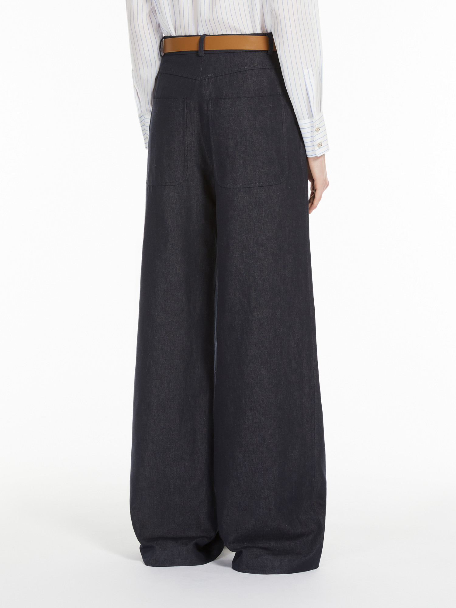 Max Mara Cotton And Linen Trousers In Black