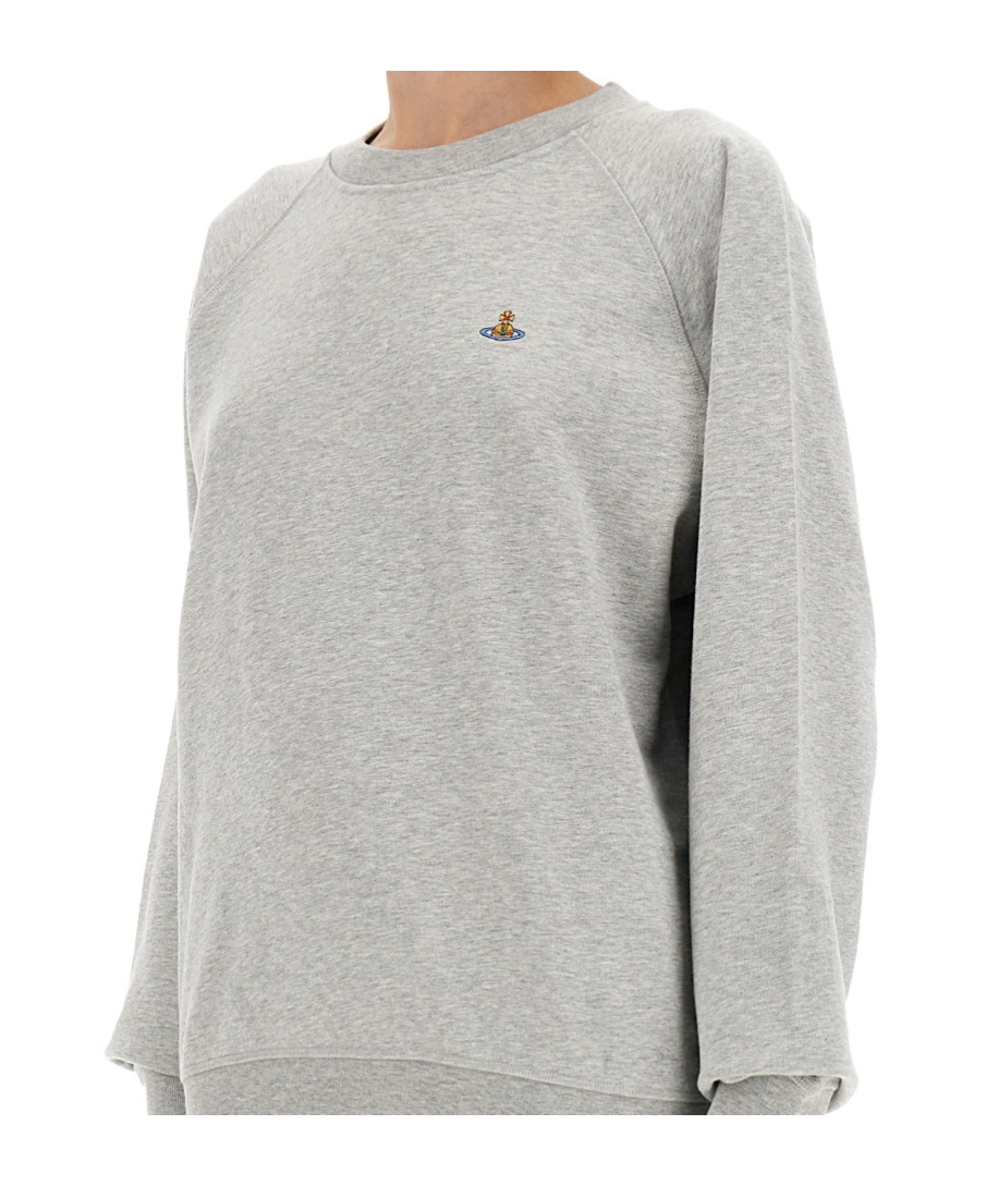 Vivienne Westwood Relaxed Fit Long-sleeve Cotton Sweatshirt With Embroidered Logo In Gray