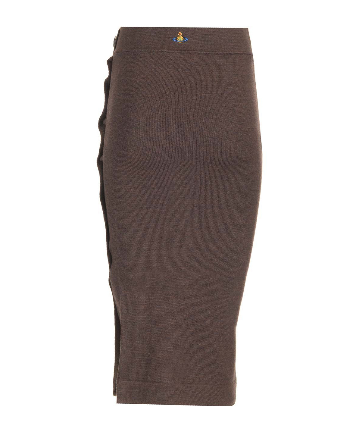 Vivienne Westwood Pamela Knitted Wool Midi Skirt In Brown