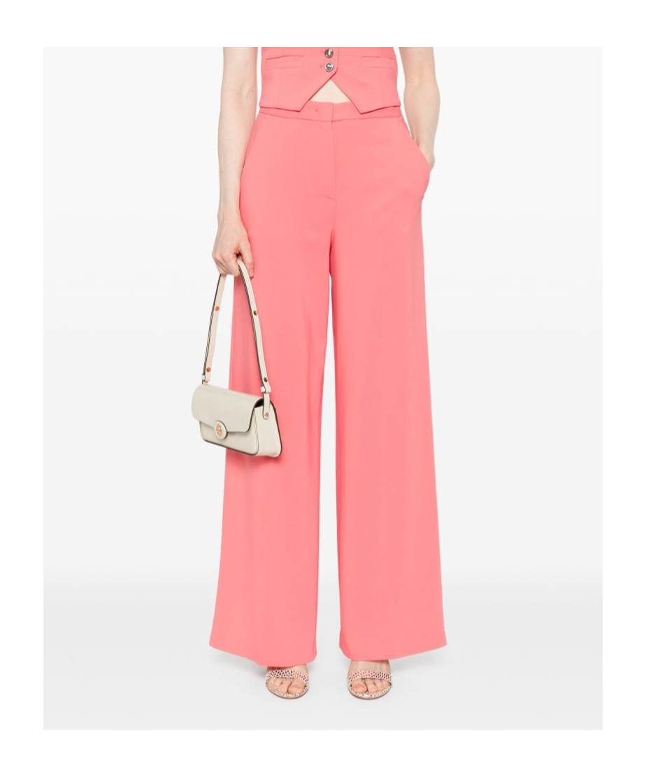 Pinko Wide-leg Trousers With Concealed Fastening In Pink