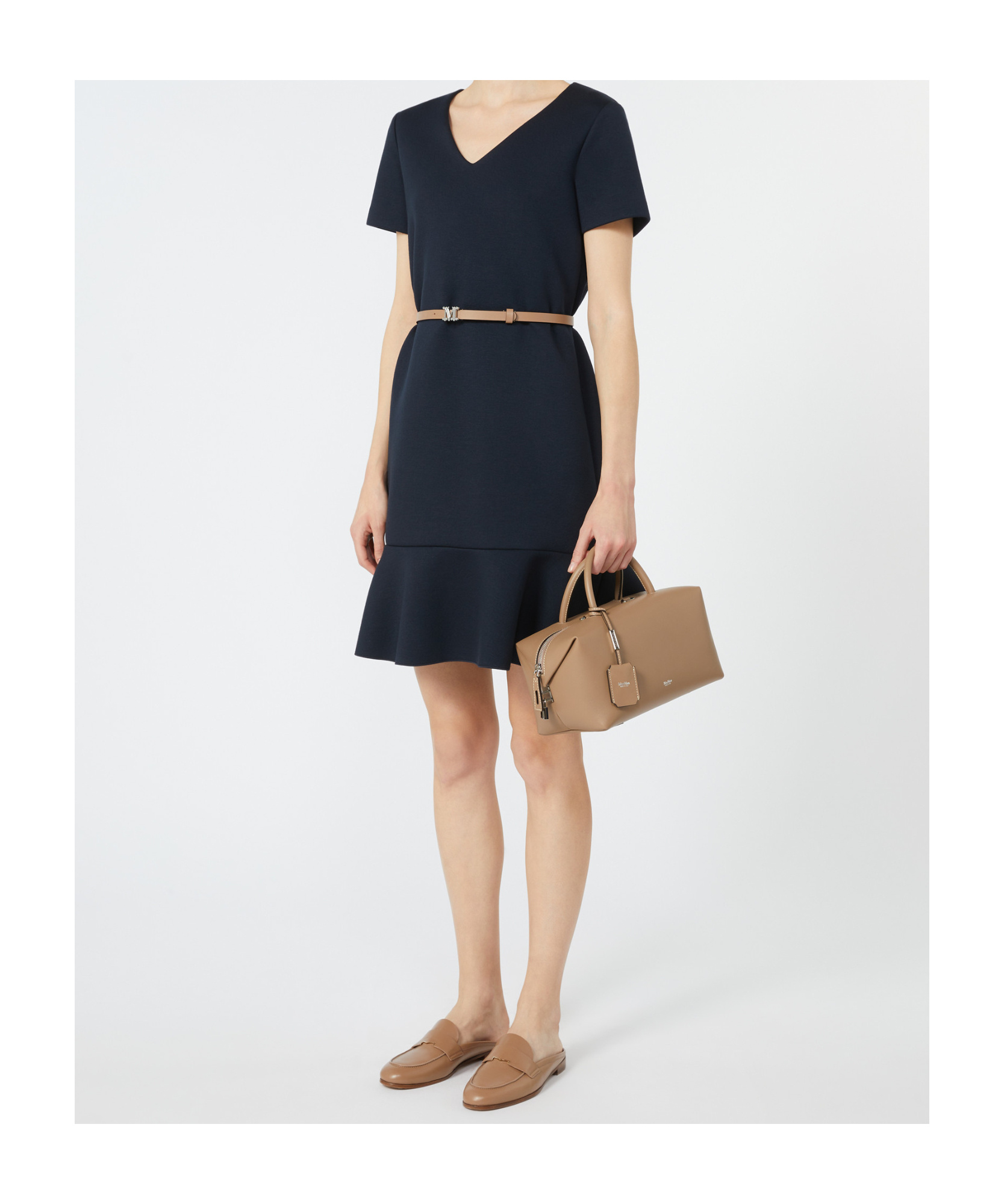 Max Mara Veloce Navy Jersey Dress In Black