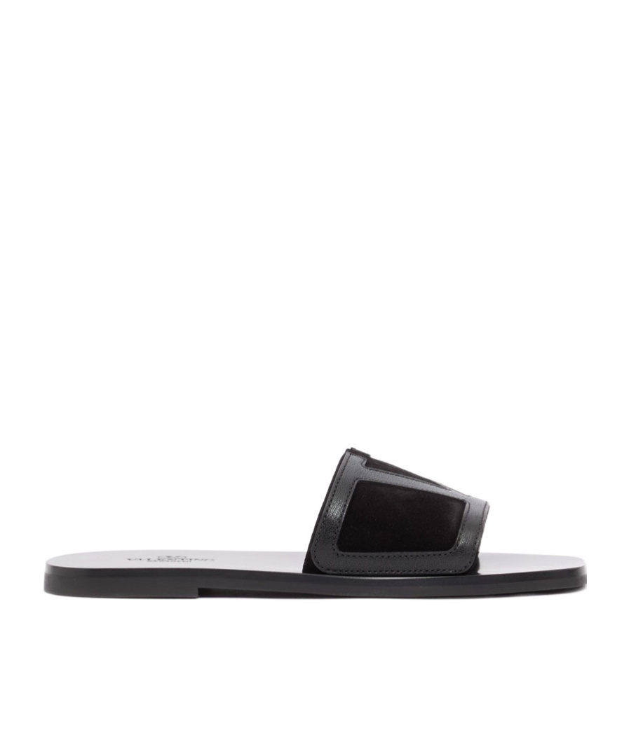Valentino Viva Superstar Leather And Suede Slides In Black