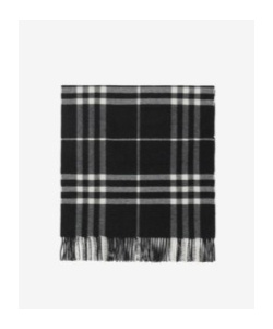 Burberry Check-print Fringed Cashmere Scarf In Black