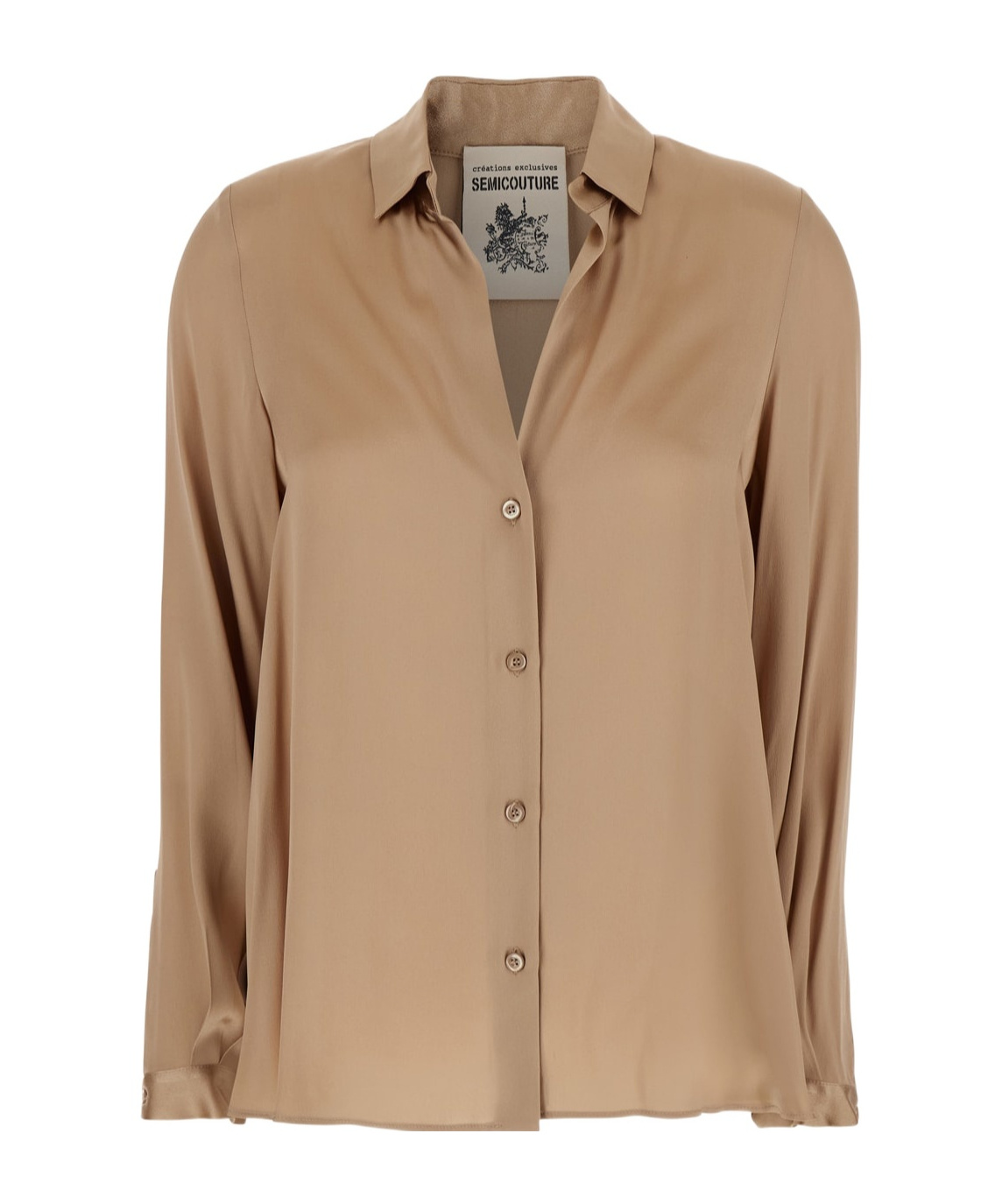 Semicouture Beige Shirt With Classic Collar And Button Closure In Nude