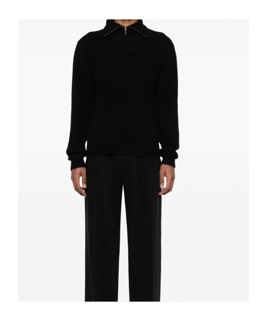 Officine Generale Half Zipped Collar Sweater In Black