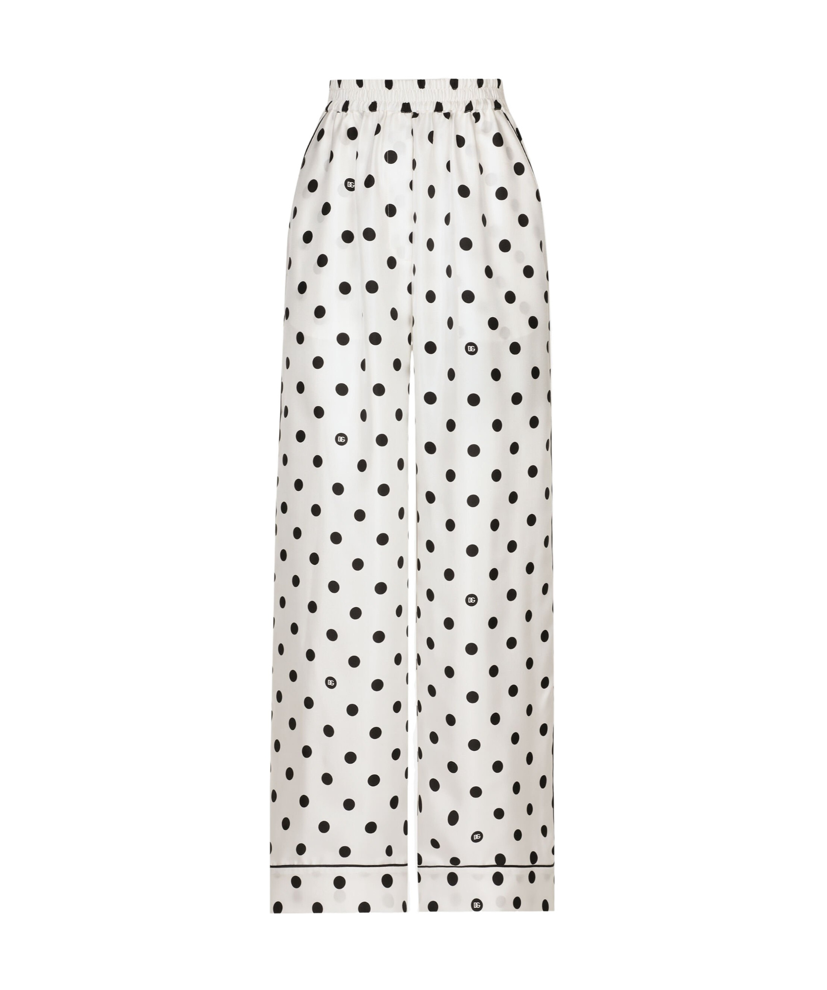 Dolce & Gabbana Silk Polka Dot Print Pajama In White