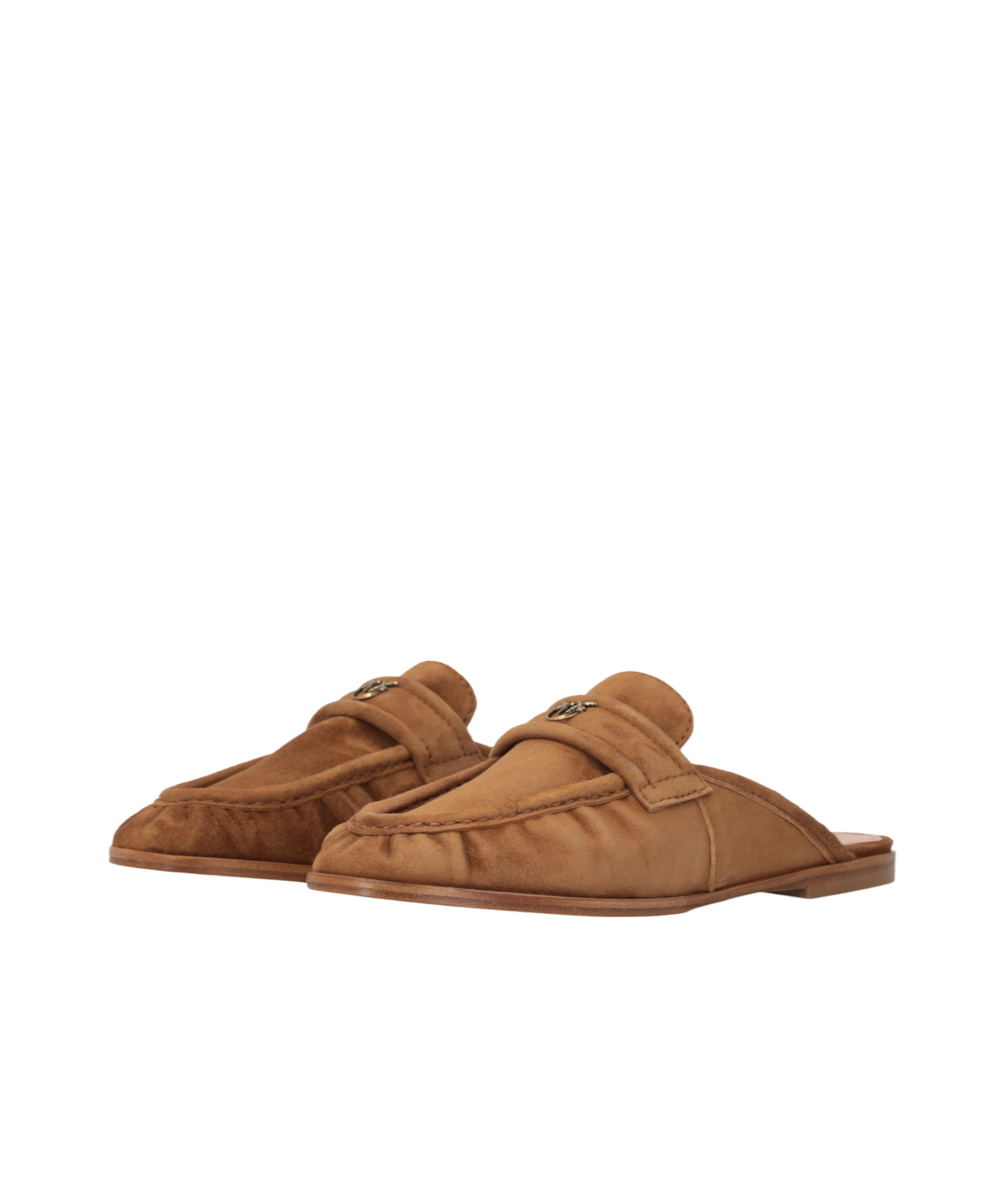 Pinko Mocassins Mules Plats En Daim In Brown