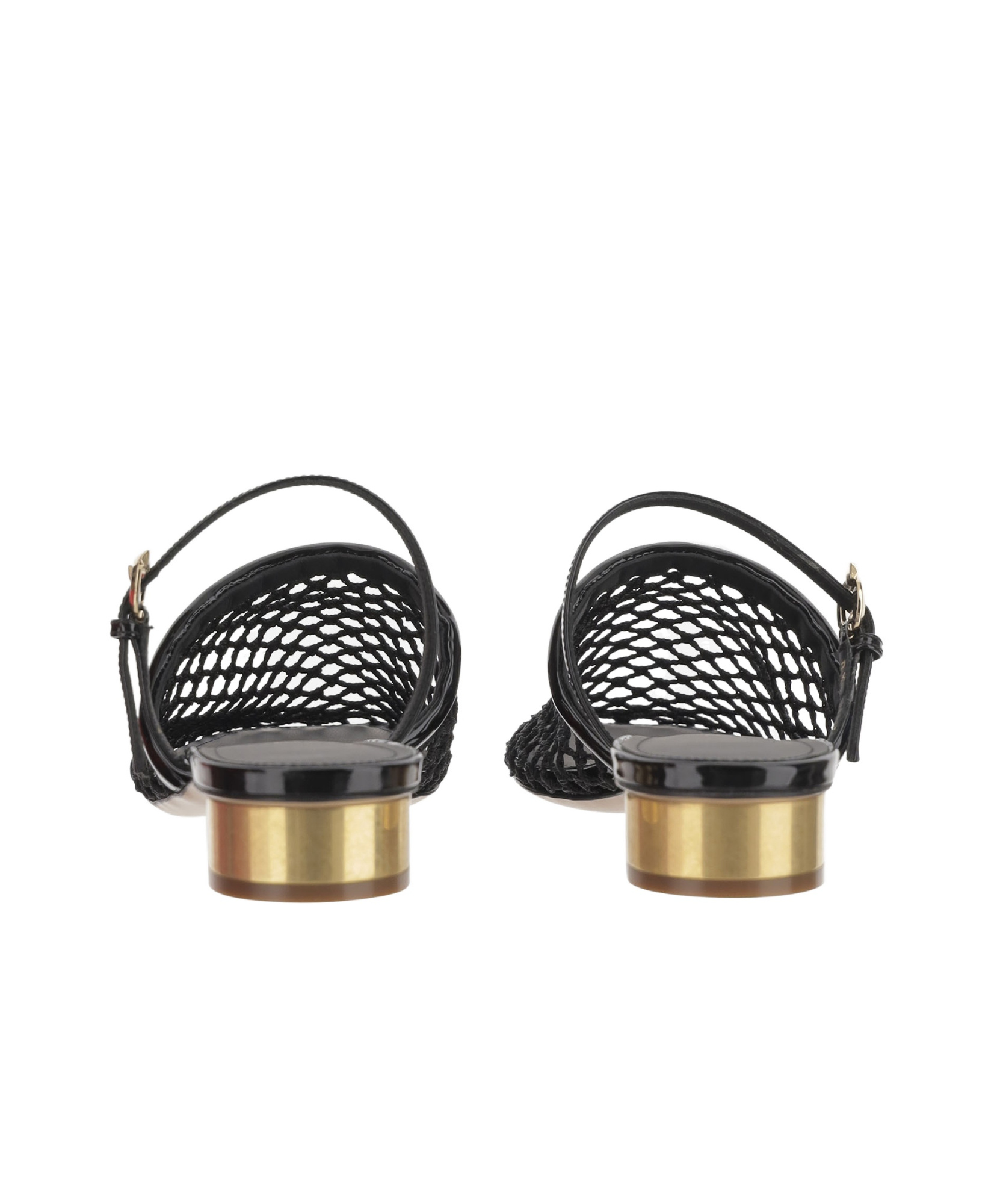 Ferragamo Mesh And Leather Mules In Black