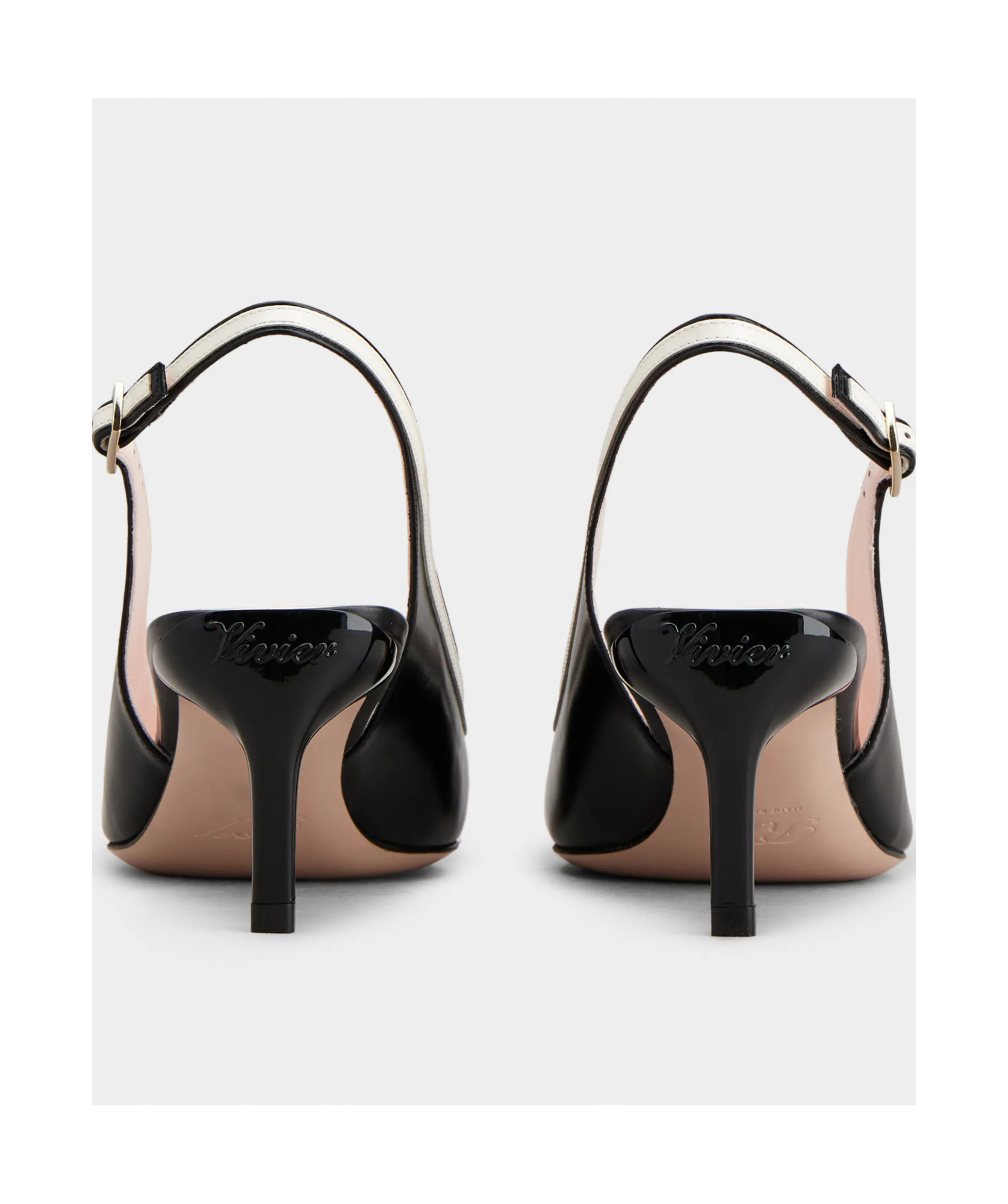 Shop Roger Vivier Viv' Canard Slingback Pumps In Leather In Black