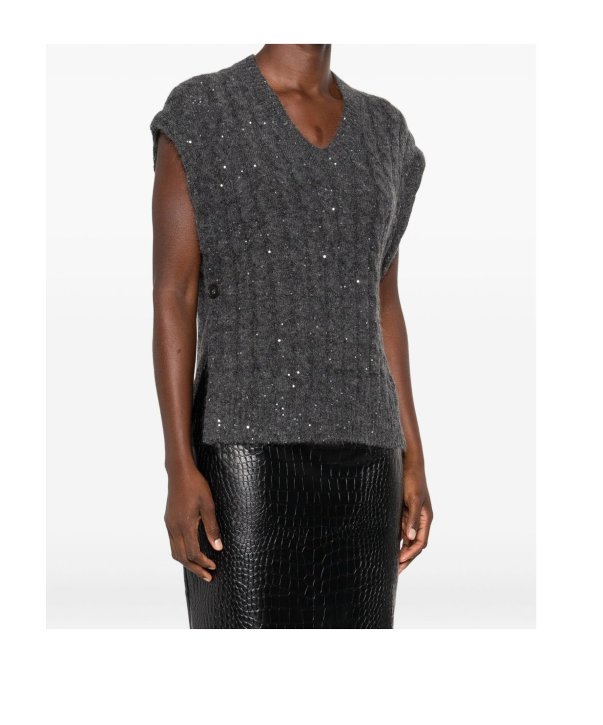 Brunello Cucinelli Sequin-embellished Sleeveless Top In Black