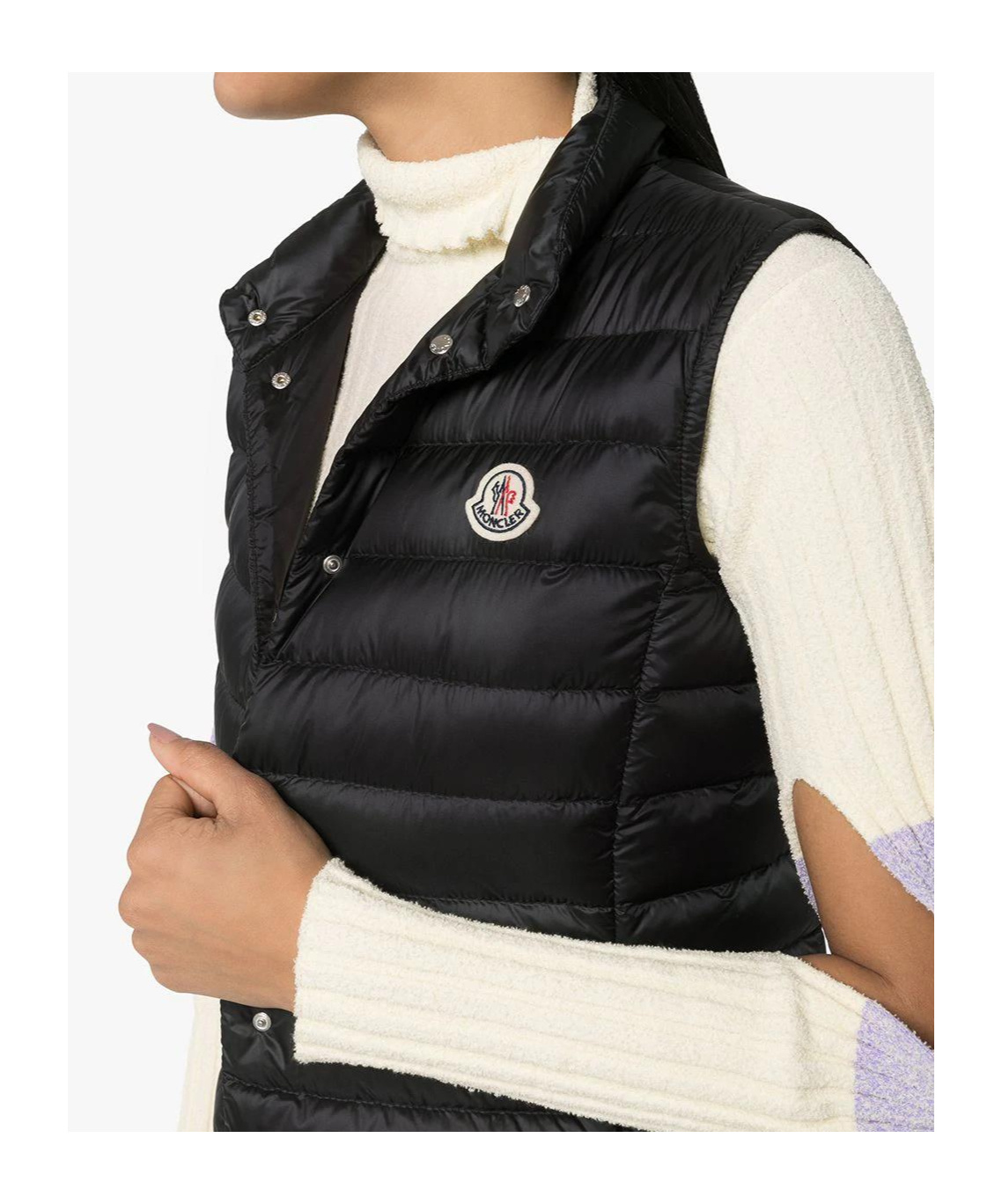 Moncler Glygos Puffer Vest W/ Hooded Collar In Black