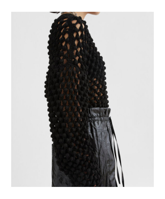 Jil Sander Open Knit Sweater In Black