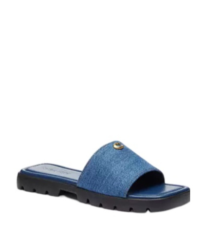 Shop Coach Florence Sandal In Dark Blue