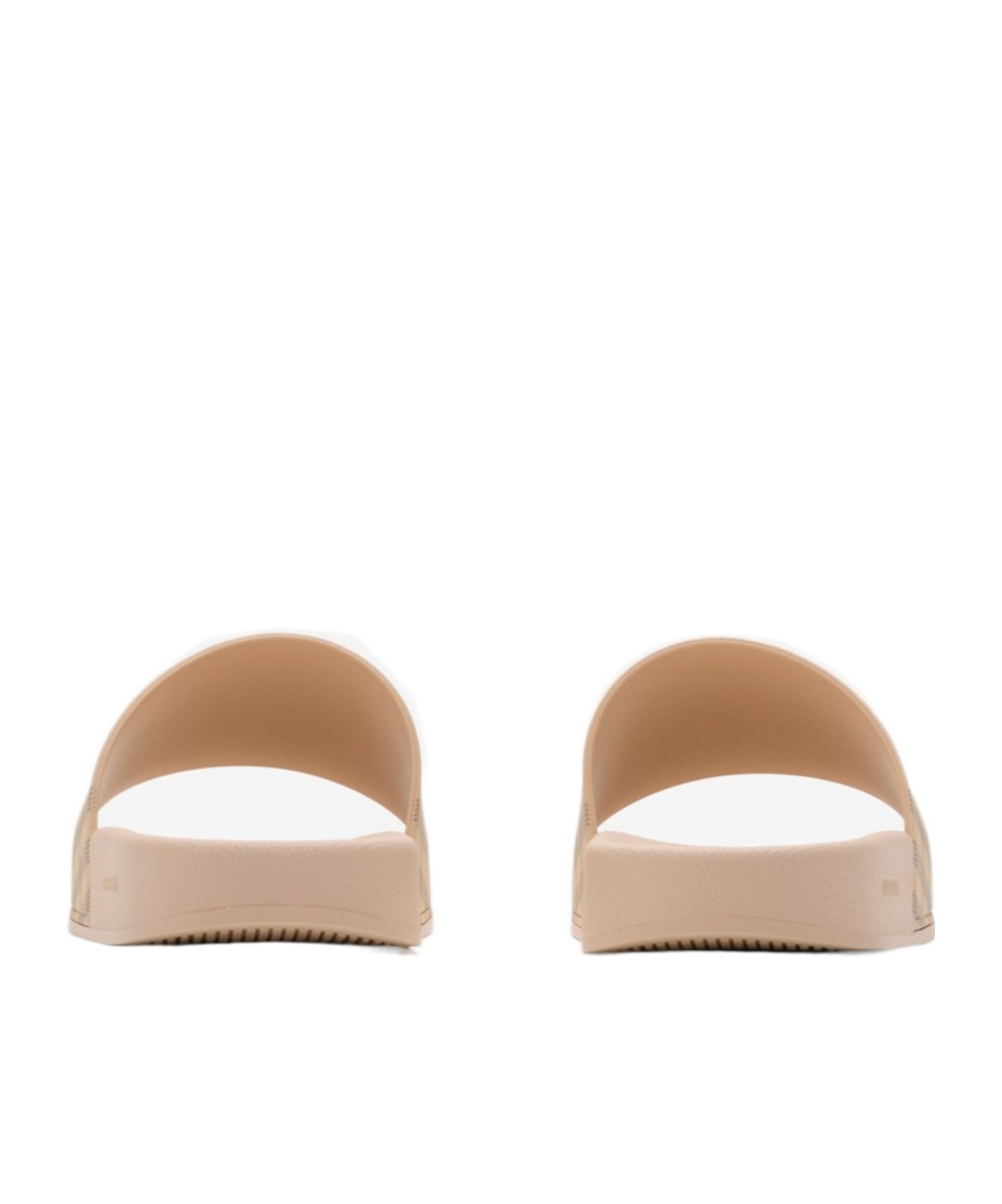 Burberry Checkered Pattern Flat Sole Slide Sandals In Nude