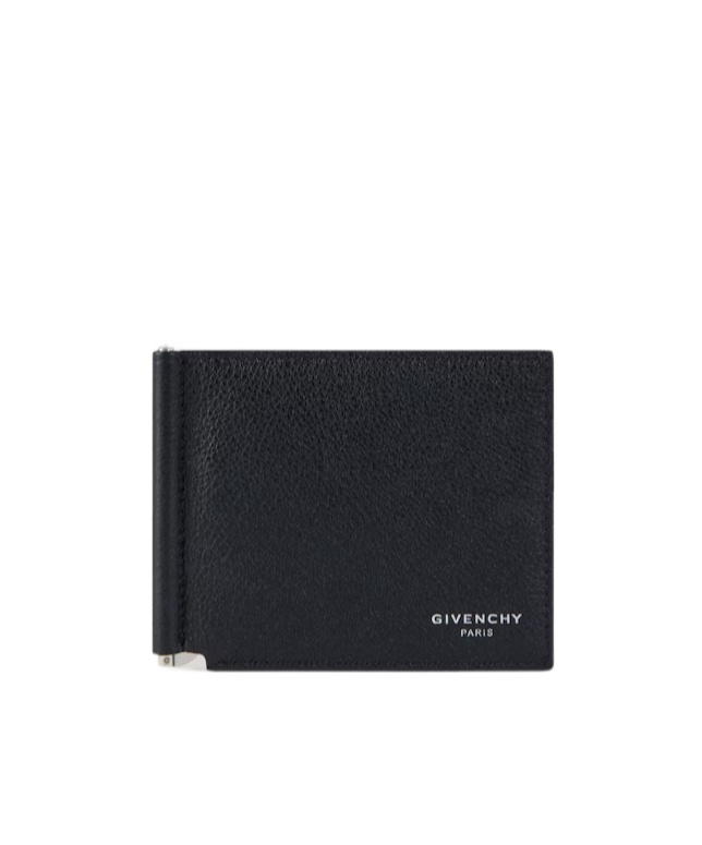 Givenchy Wallet In Grained Leather With Clip In Black