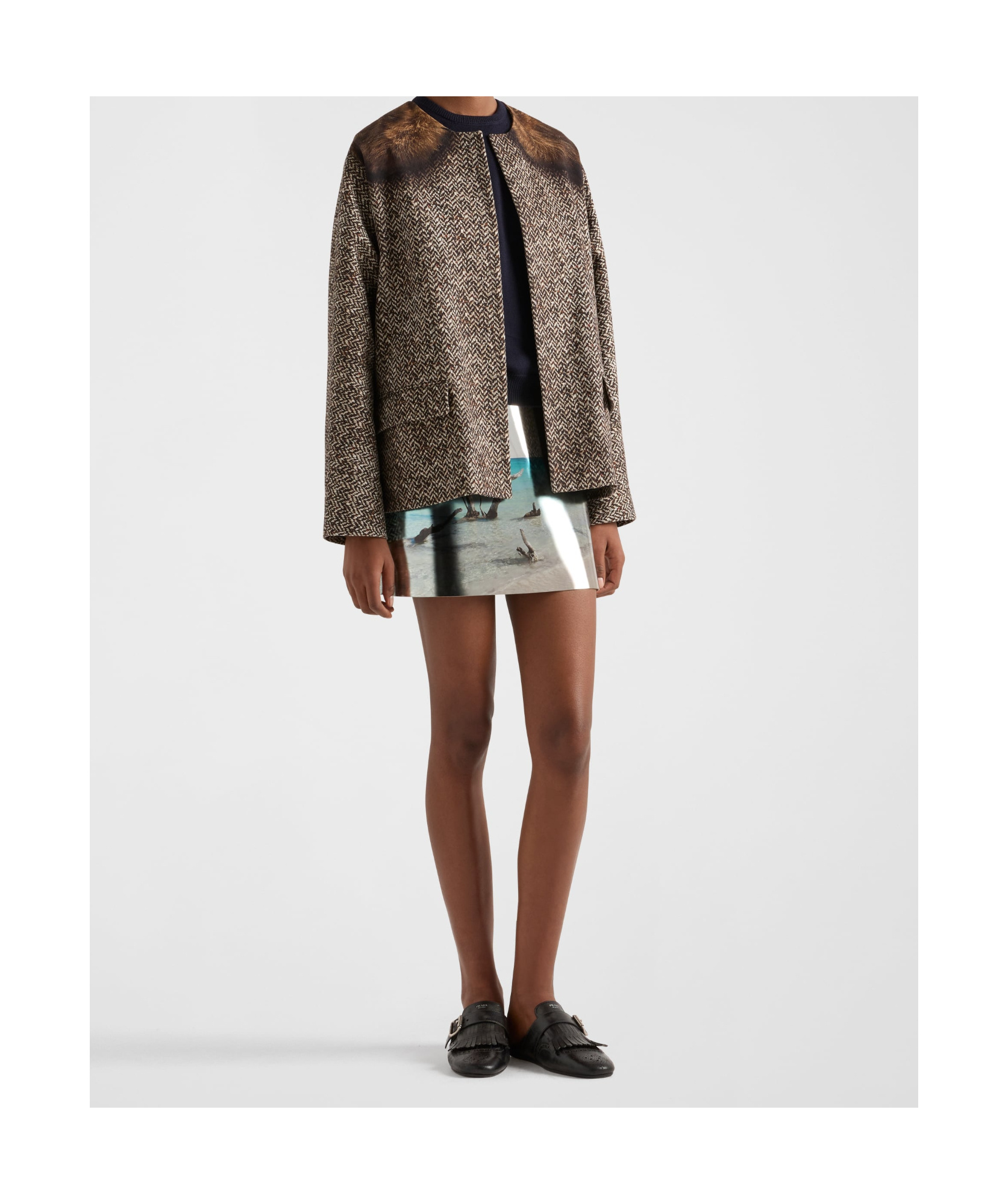 Prada Women Cotton Single-breasted Caban Jacket In Ebony