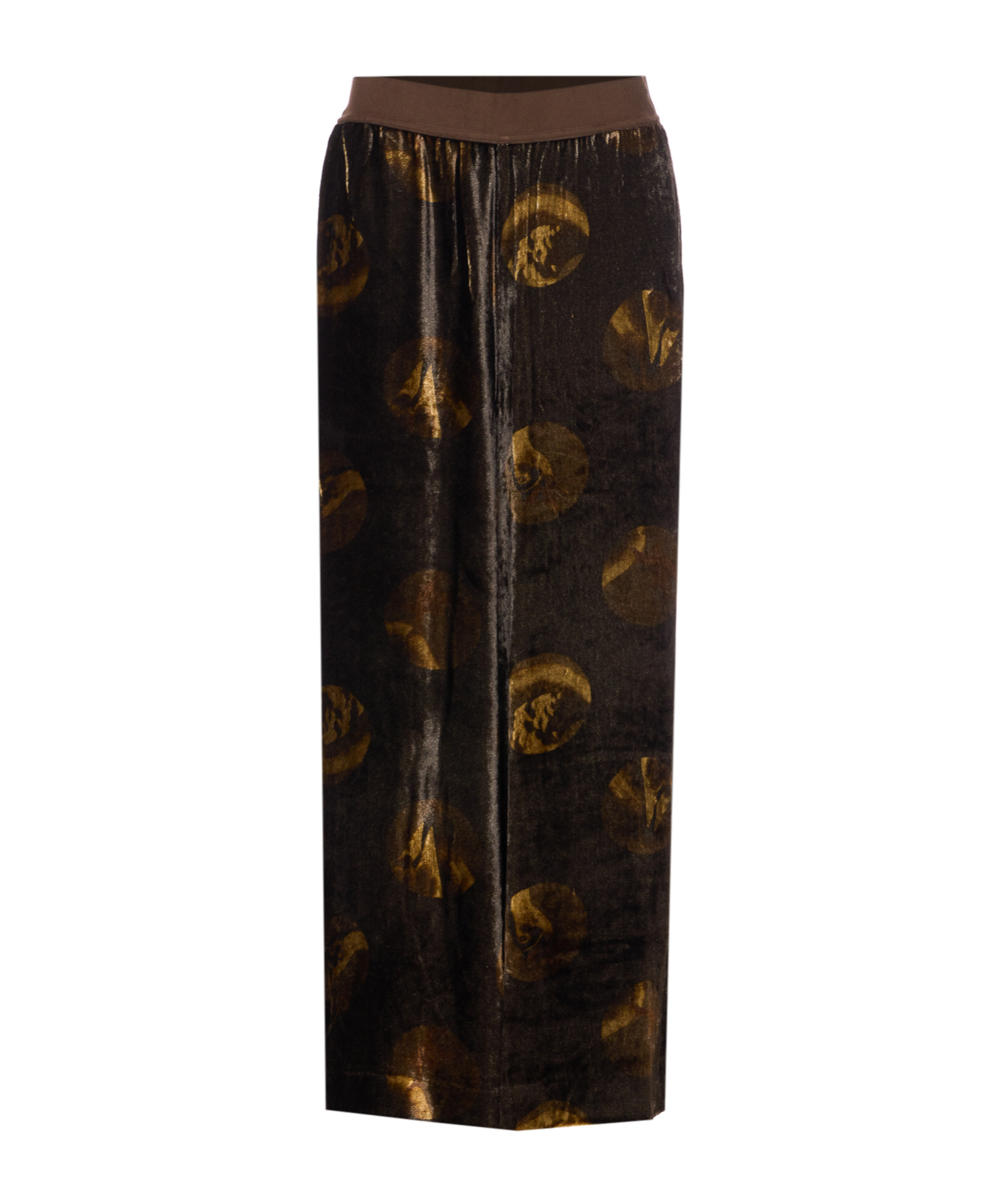 Uma Wang Wide Leg Velvet Trousers With Abstract Print In Brown