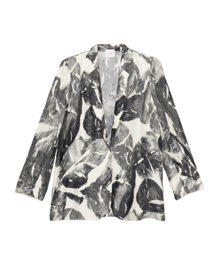Alysi Printed Collared Jacket In Gray