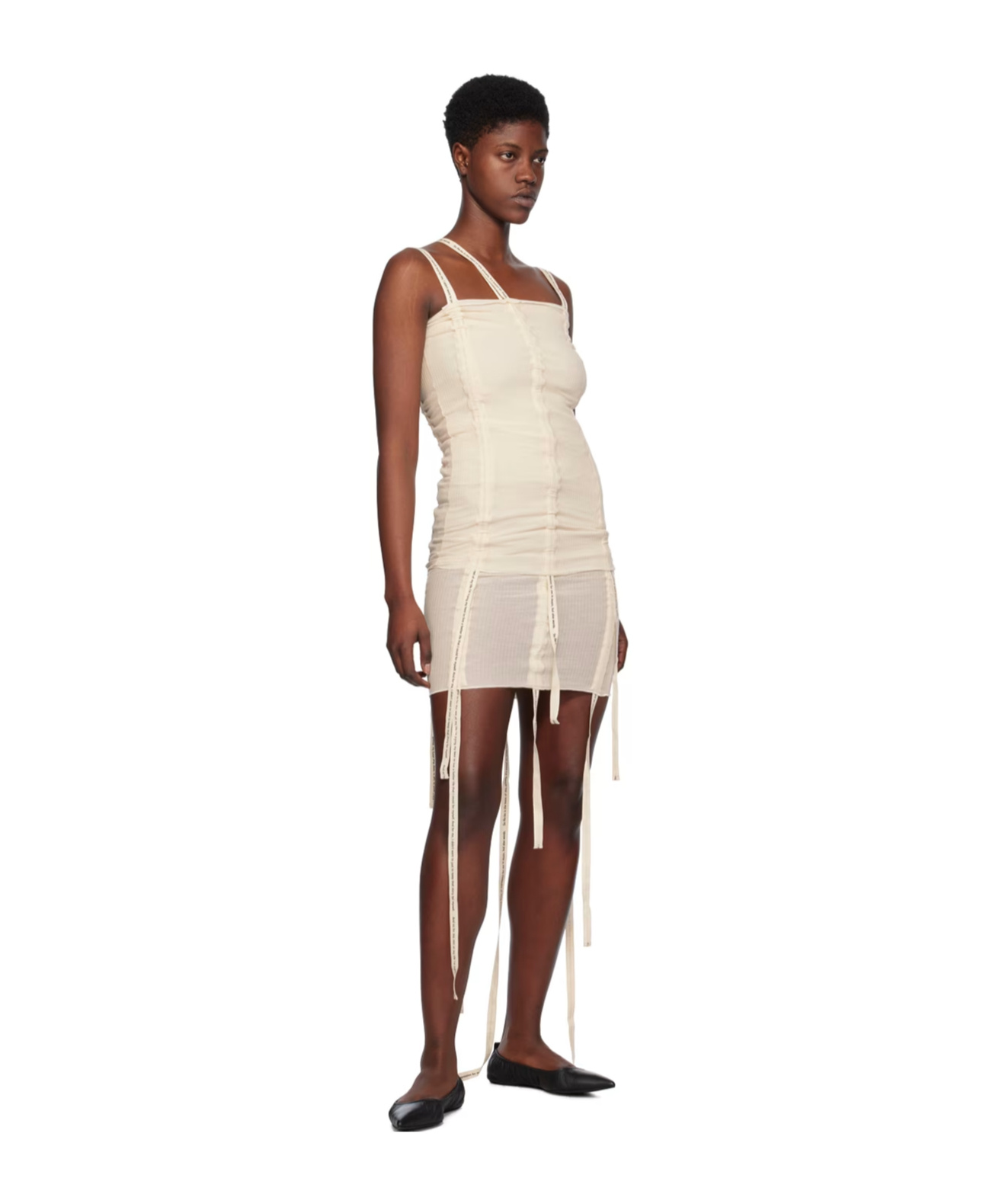 Baserange Off-white Hewn Strap Minidress In White