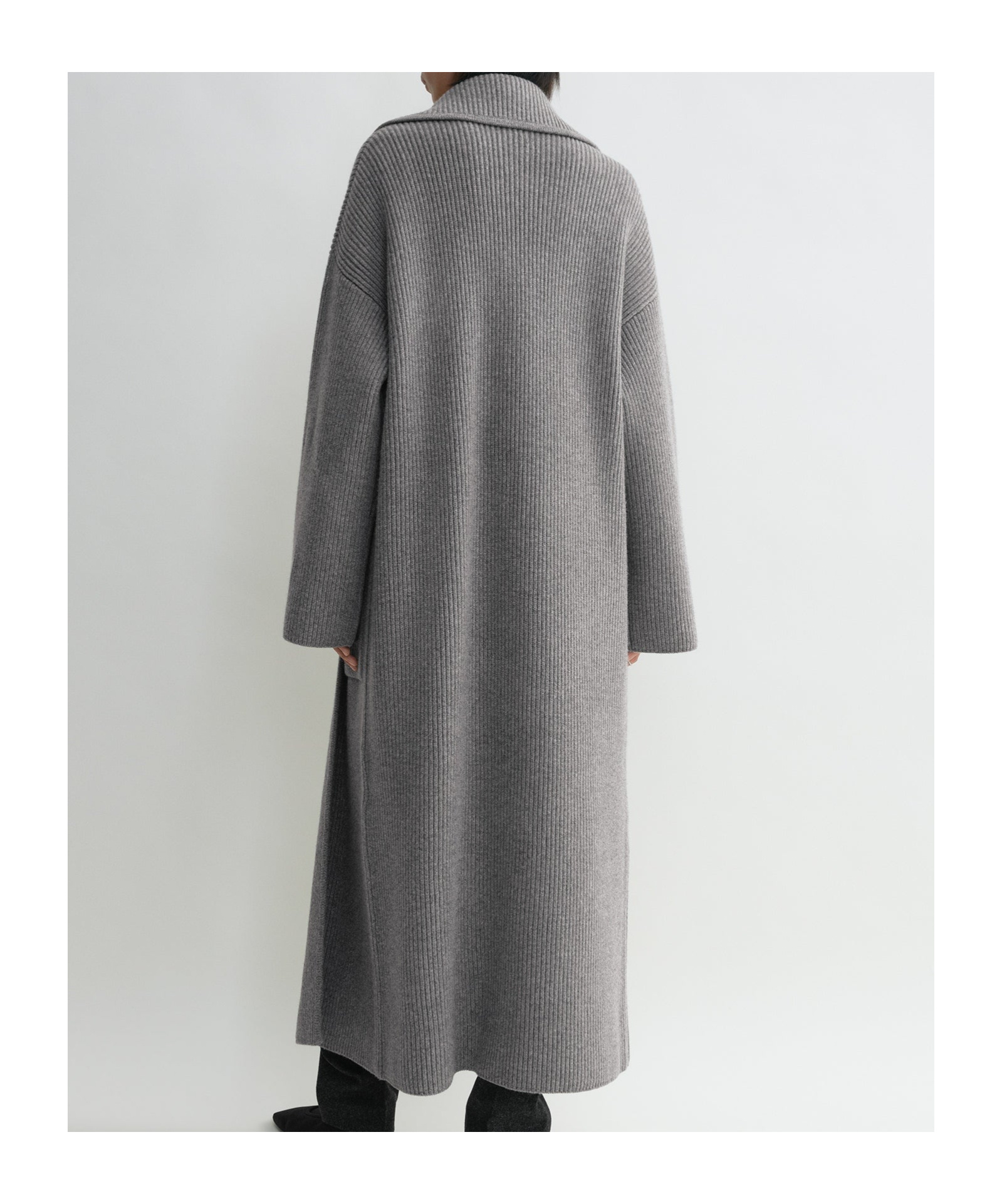 Shop Totême Ribbed-knit Cardi-coat In Gray