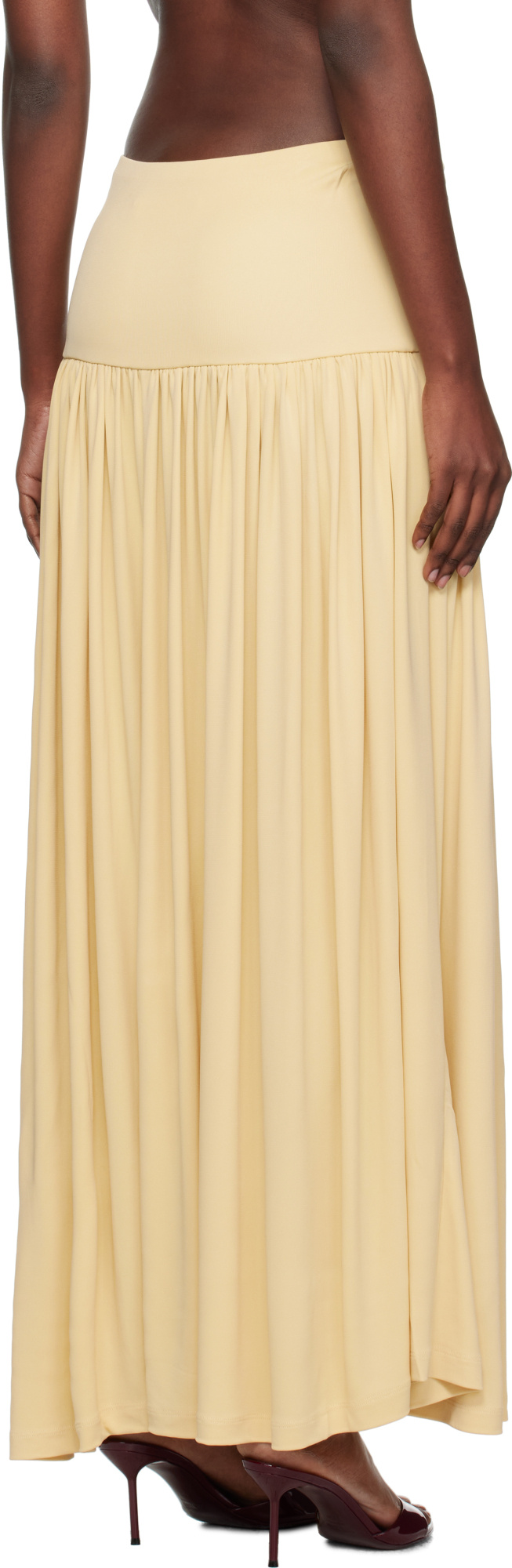 Aya Muse Gathered Jersey Maxi Skirt In Brown