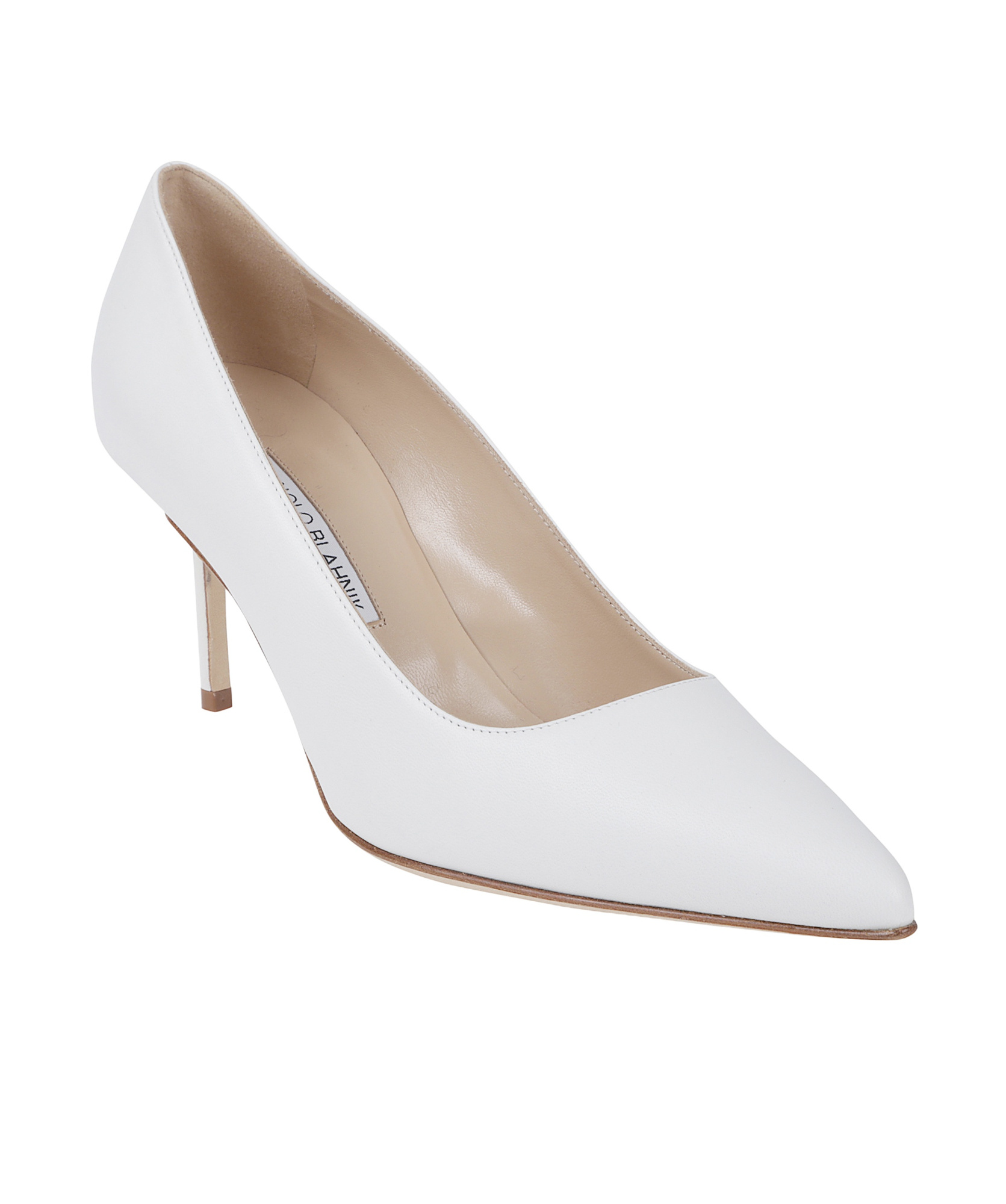 Manolo Blahnik Pre Coll Pointed Pumps In White