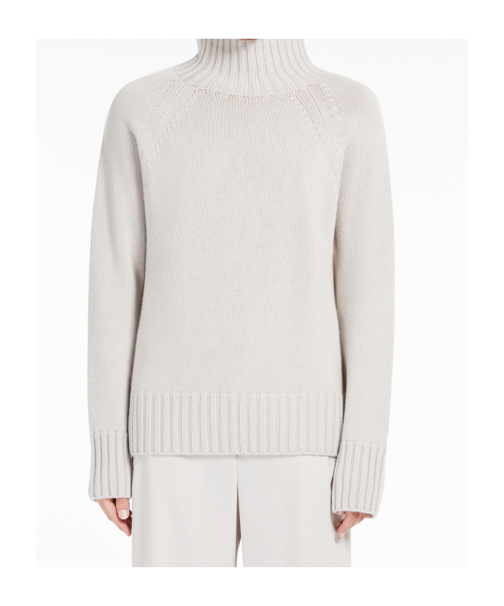 Max Mara Wool Cashmere Turtleneck Sweater In White