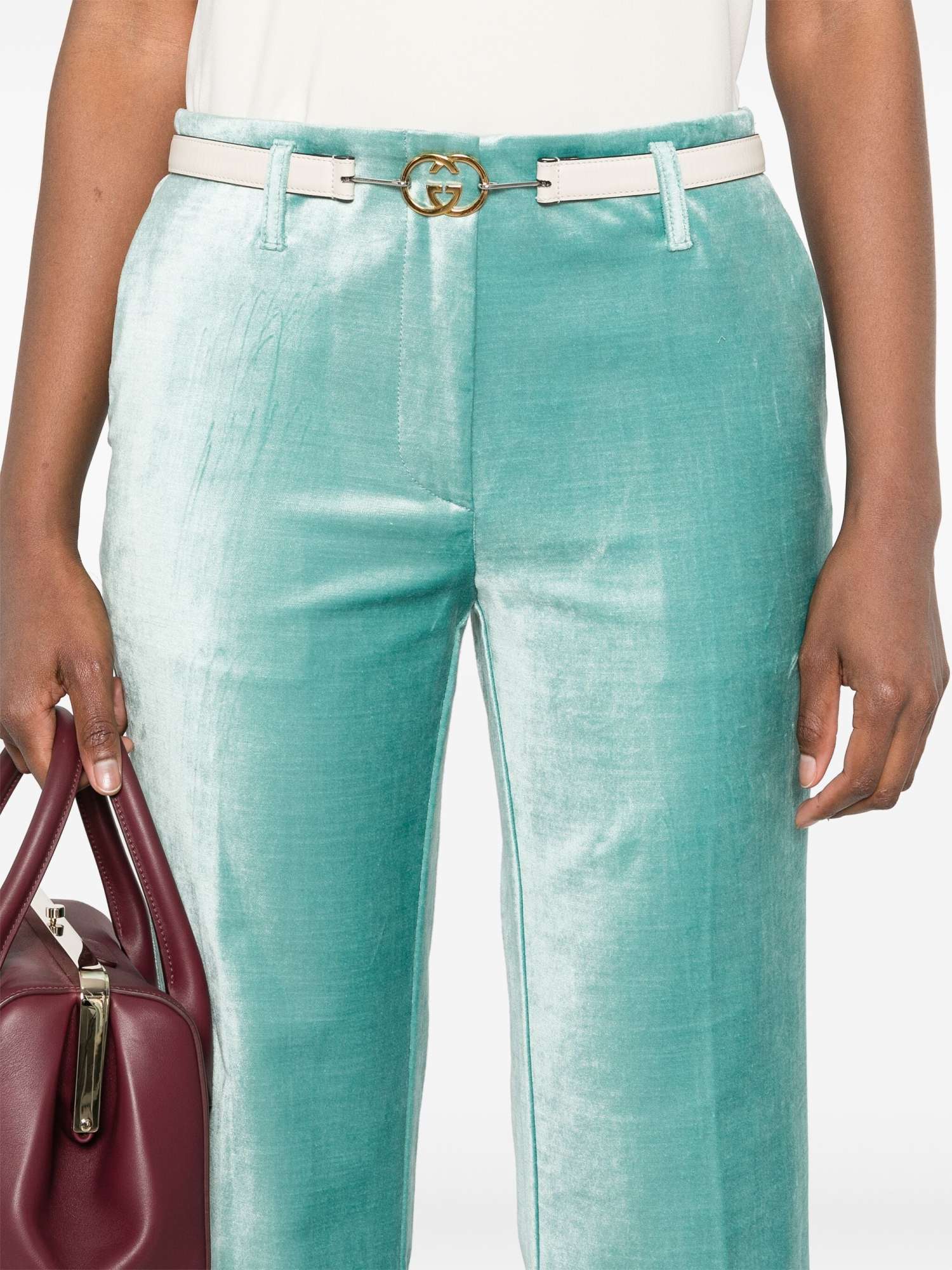 Shop Forte Forte Cotton Viscose Stretch Velvet Trumpet Shaped Pants
