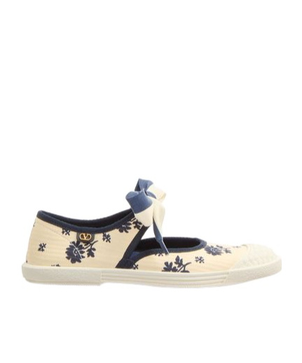 Valentino Bay By Bay Ballerina Rubber-trimmed Printed Silk-jacquard Sneakers In Nude