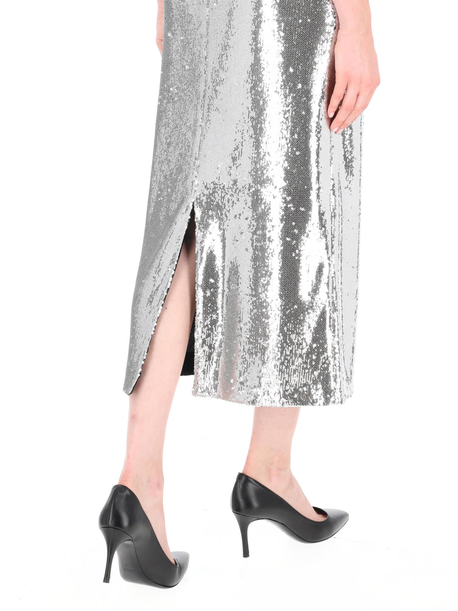 Philosophy Di Lorenzo Serafini Sequined Straight Hem Skirt In Gray