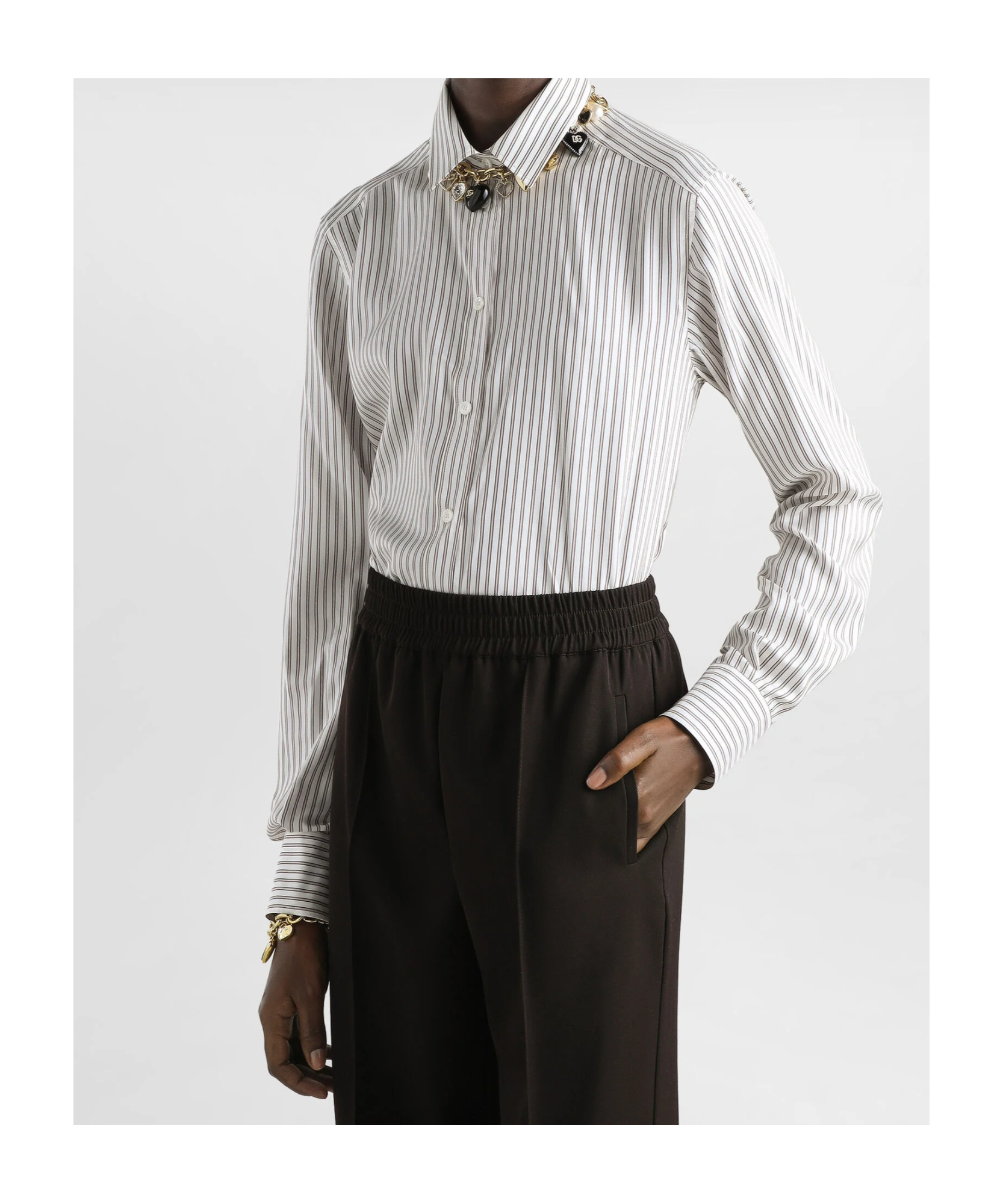 Dolce & Gabbana Silk Shirt With Striped Print Clothing In Multi