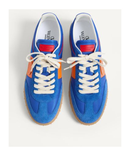 Valentino Multicolor Split Leather And Leather Upvillage Sneakers In Blue