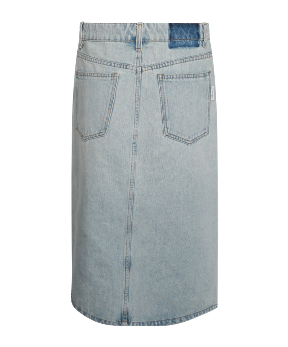 Blumarine Blue Cotton Denim Skirt In Gray