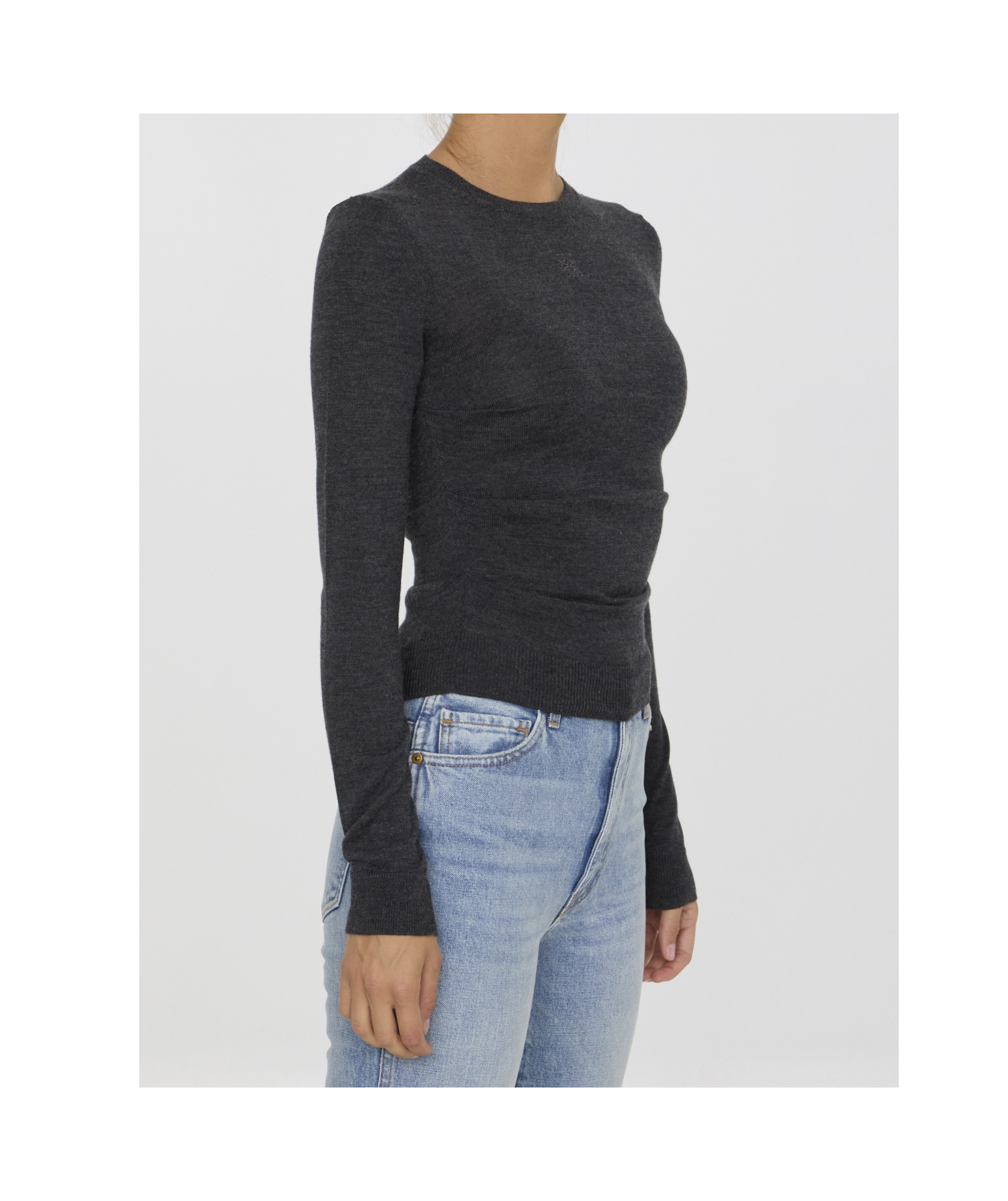 Loewe Draped Sweater In Cashmere And Silk In Black