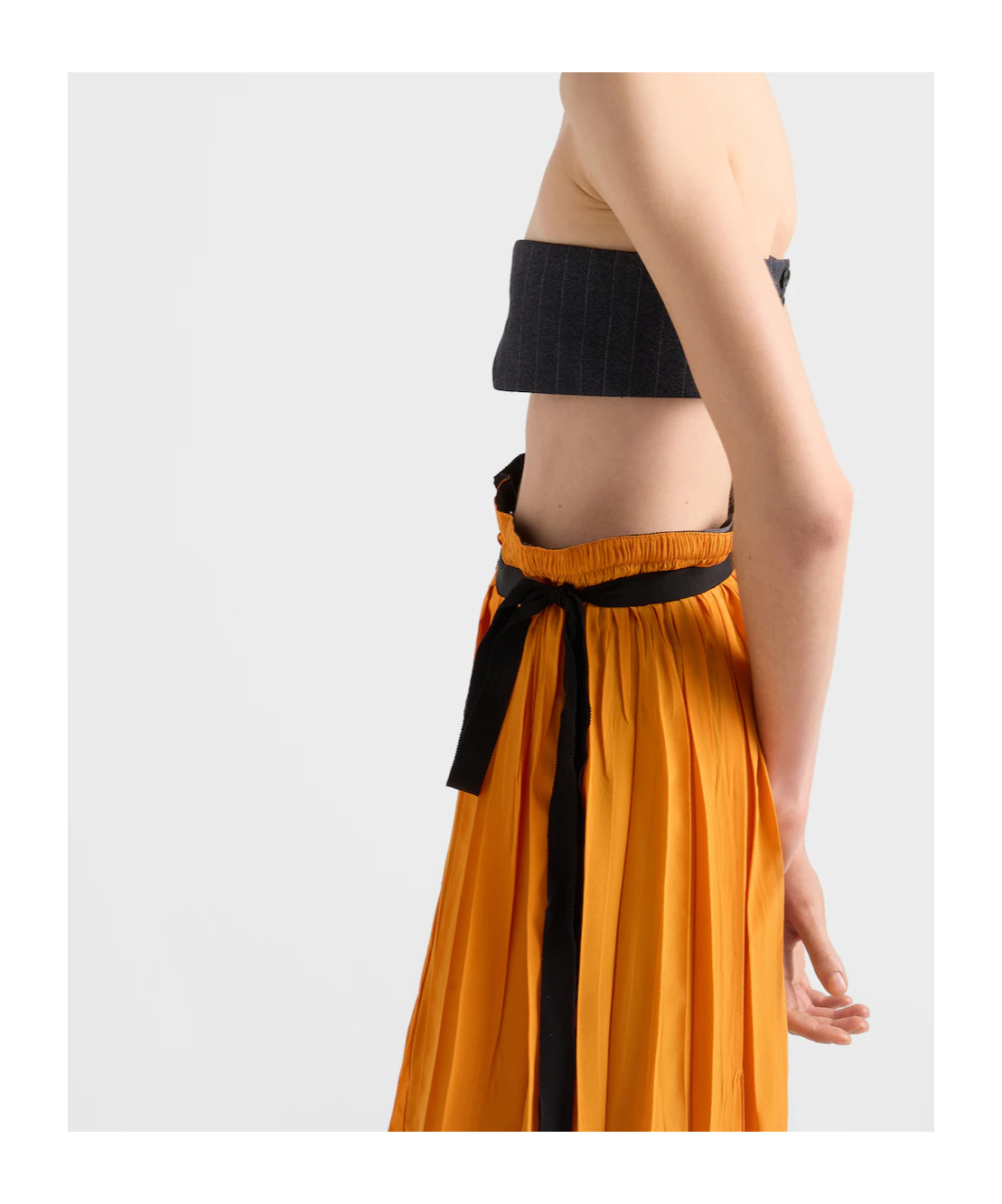 Prada Technical Taffeta Patchwork Skirt In Orange