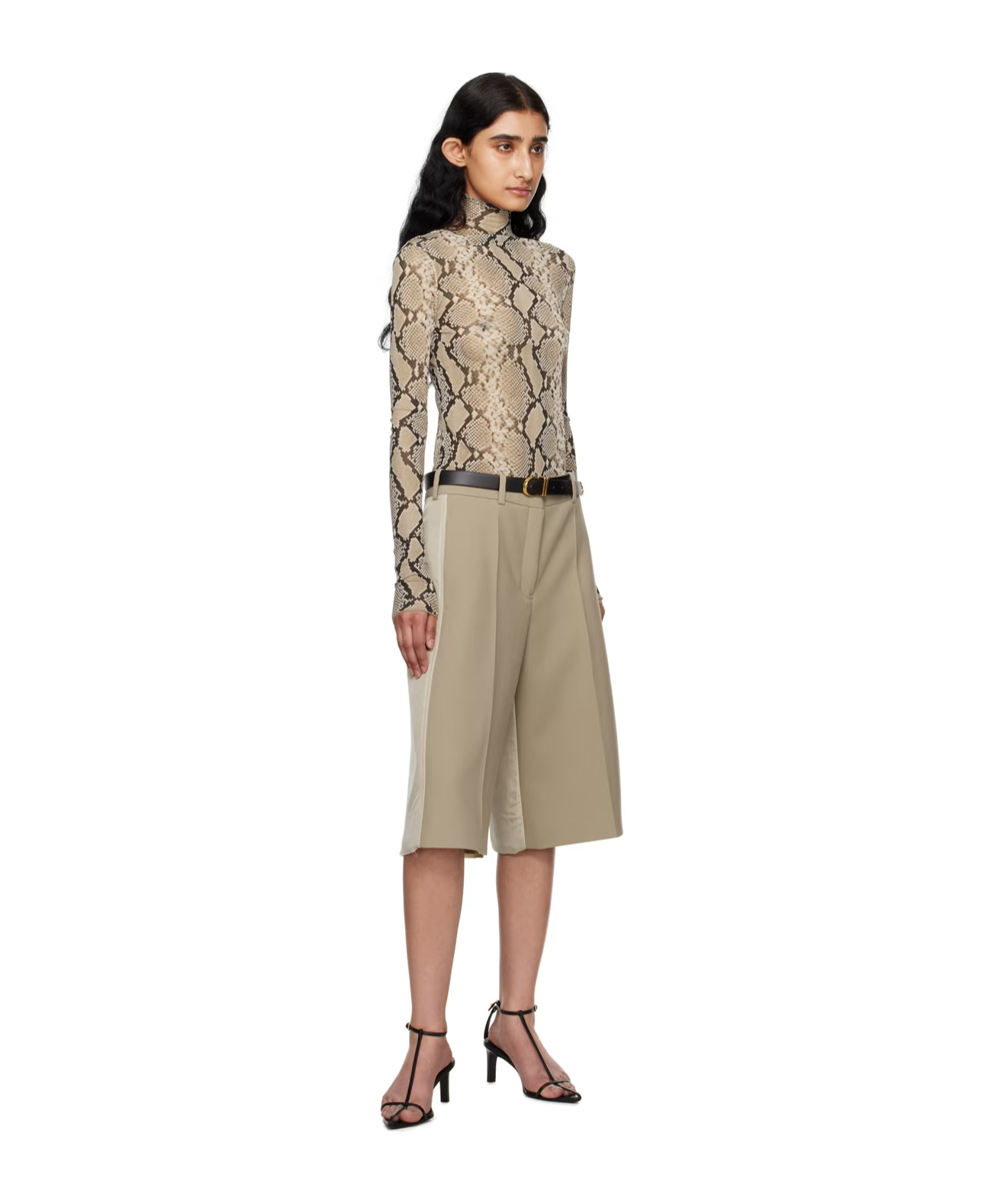 Jil Sander Beige Printed Turtleneck In Nude