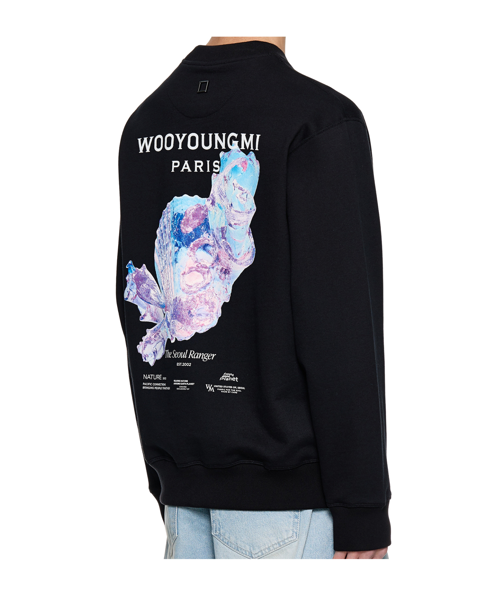 Wooyoungmi Round-collar Long-sleeve Hoodie In Black