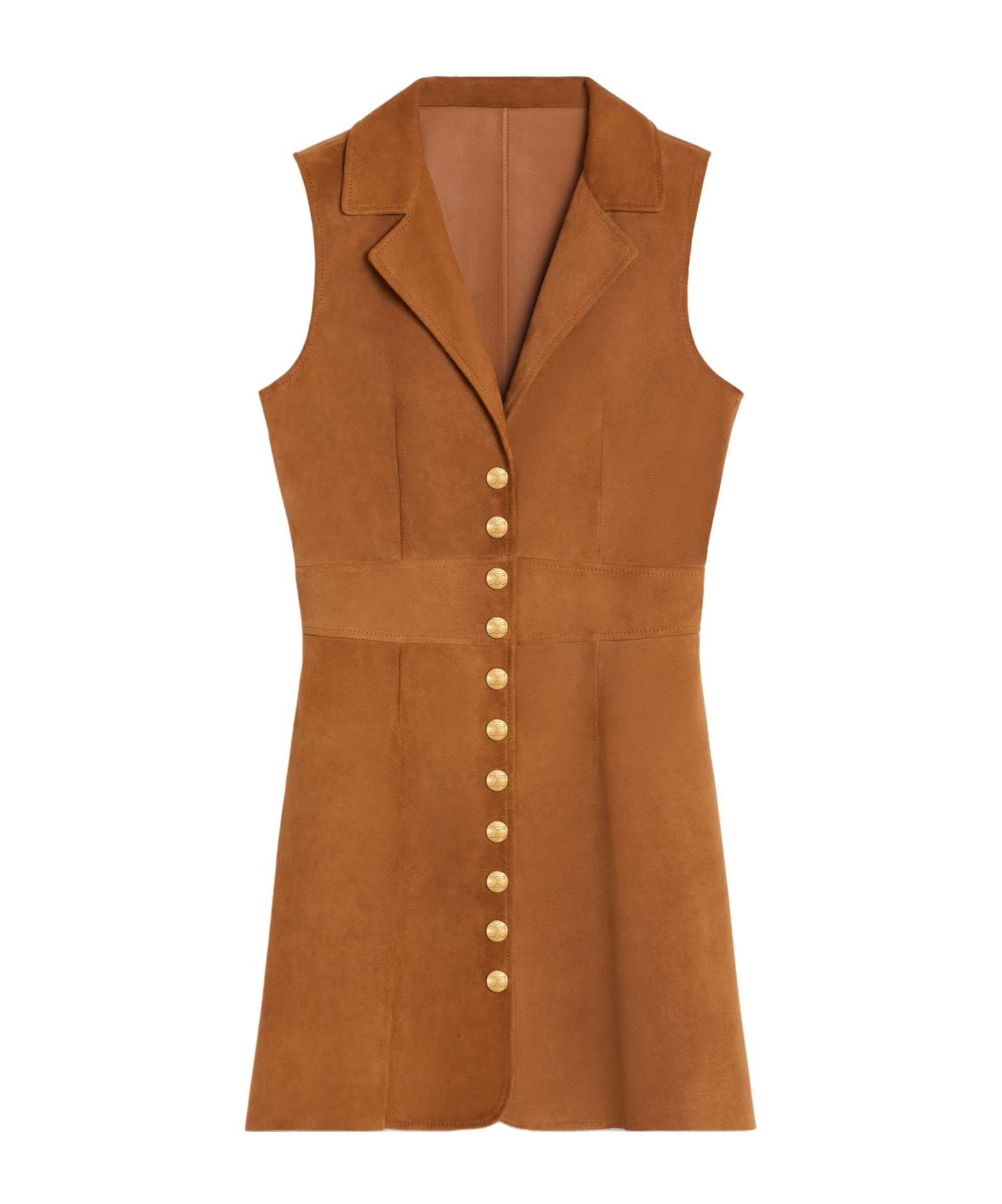 Celine Sleeveless Mini Dress In Camel