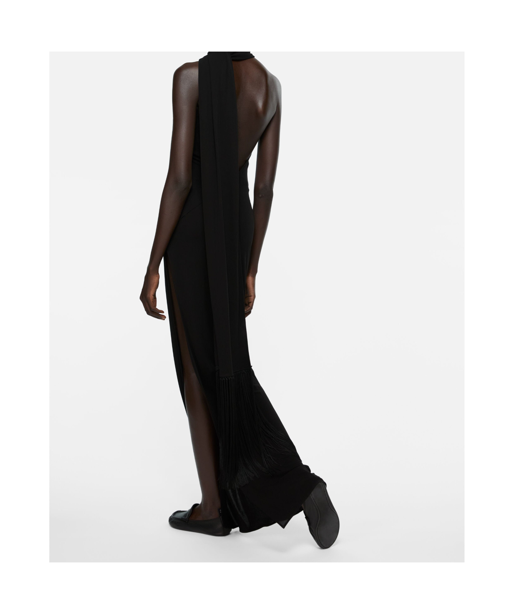 Acne Studios Draped Fringe Dress In Black