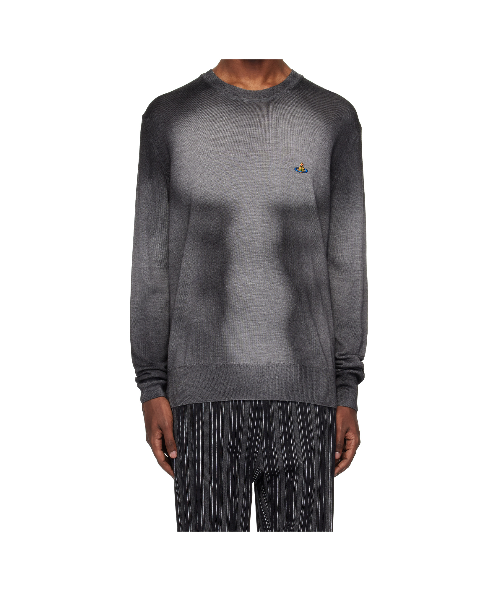 Vivienne Westwood Gray Sean Round Neck Sweater In Black
