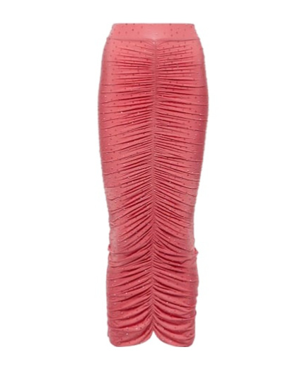 Alex Perry Embellished Ruched Jersey Maxi Skirt In Red