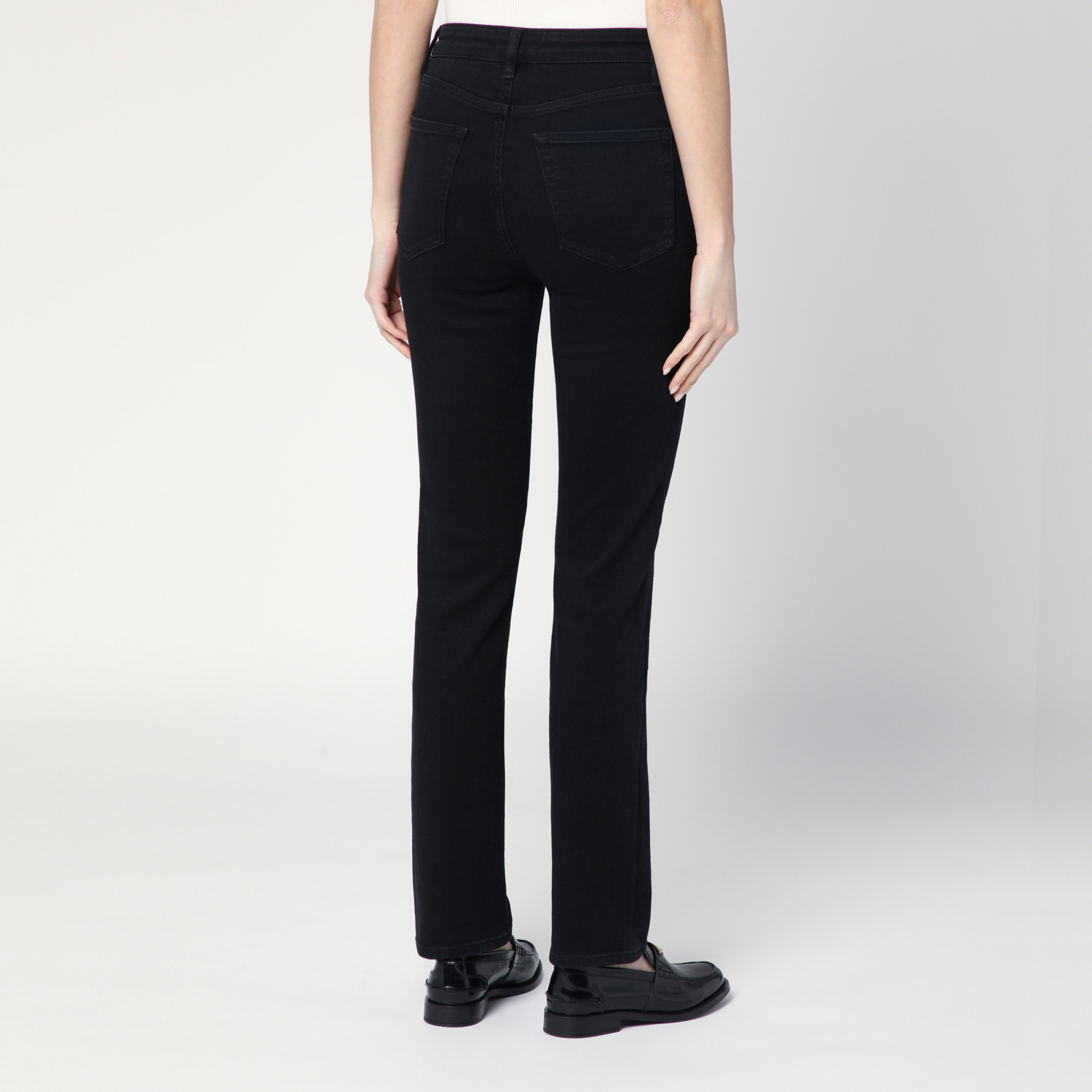 Frame Denim Trousers With Belt Loops In Black