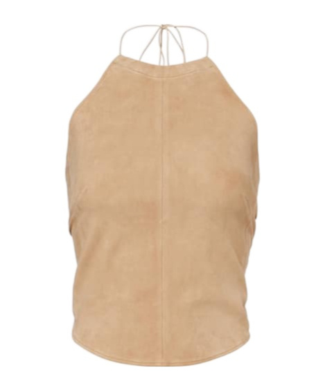 Stouls Rosie Halterneck Suede Top In Nude