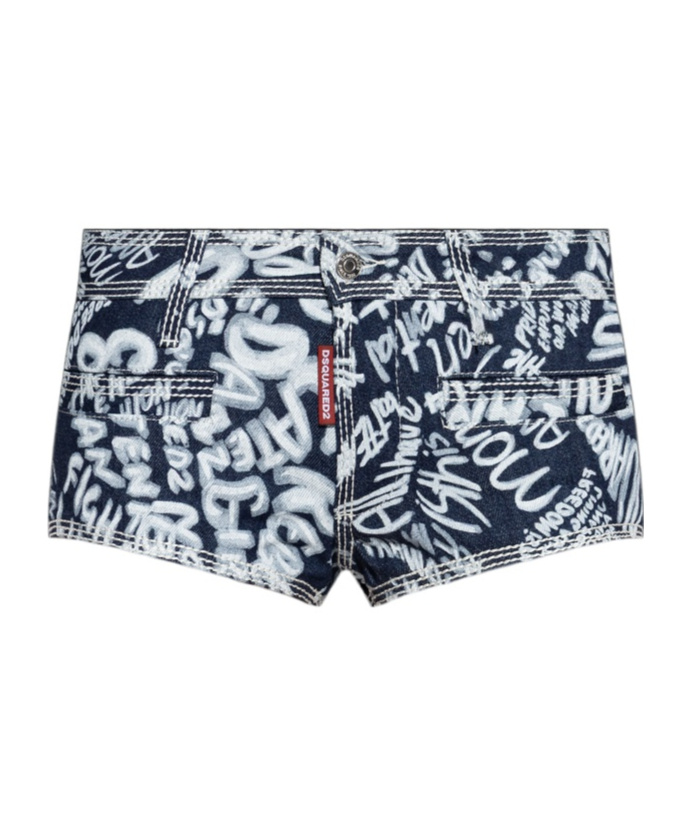 Dsquared2 Rebel Hibiscus Graphic Flower Shorts In Blue