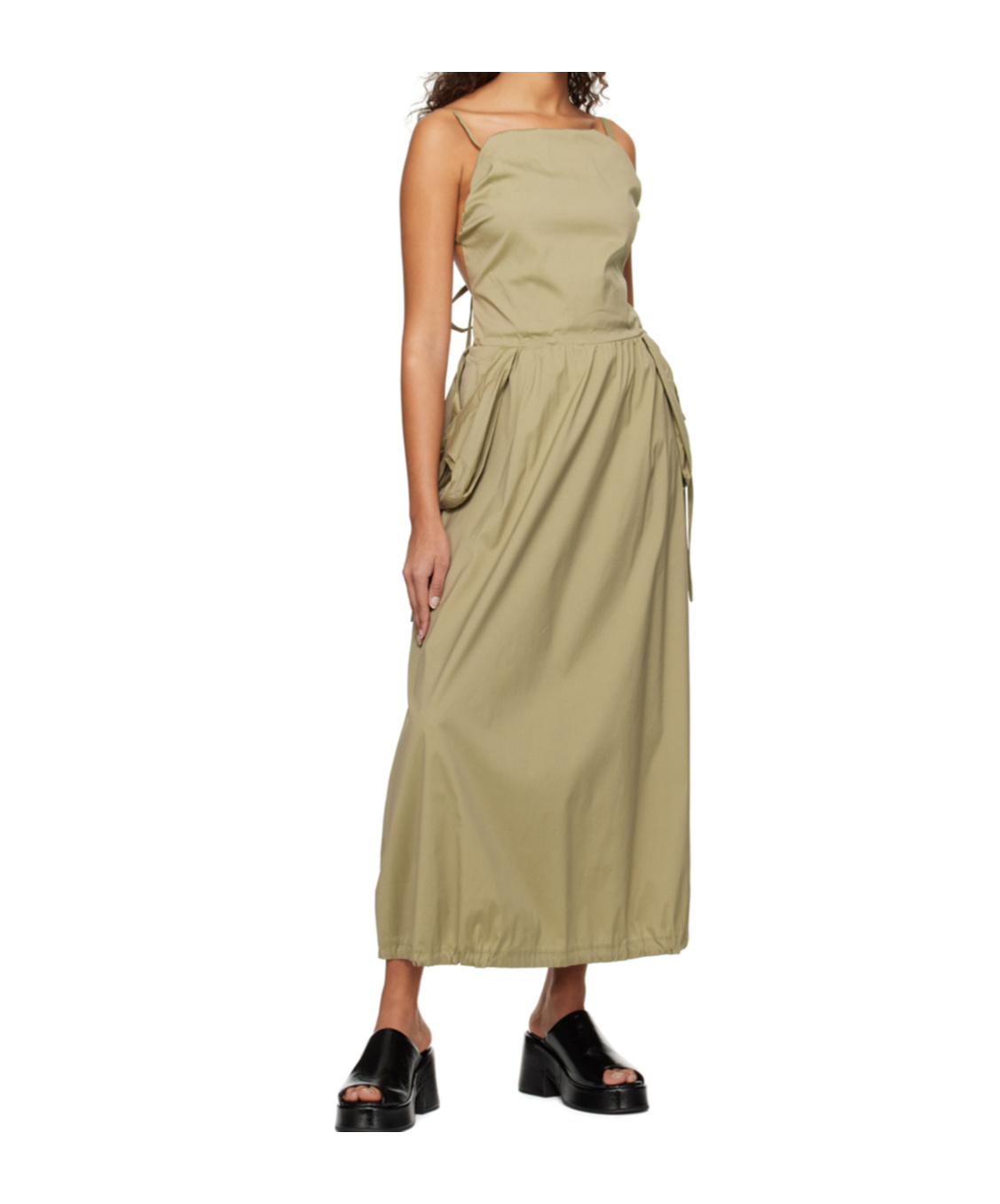 Open Yy Pleated Dress In Brown